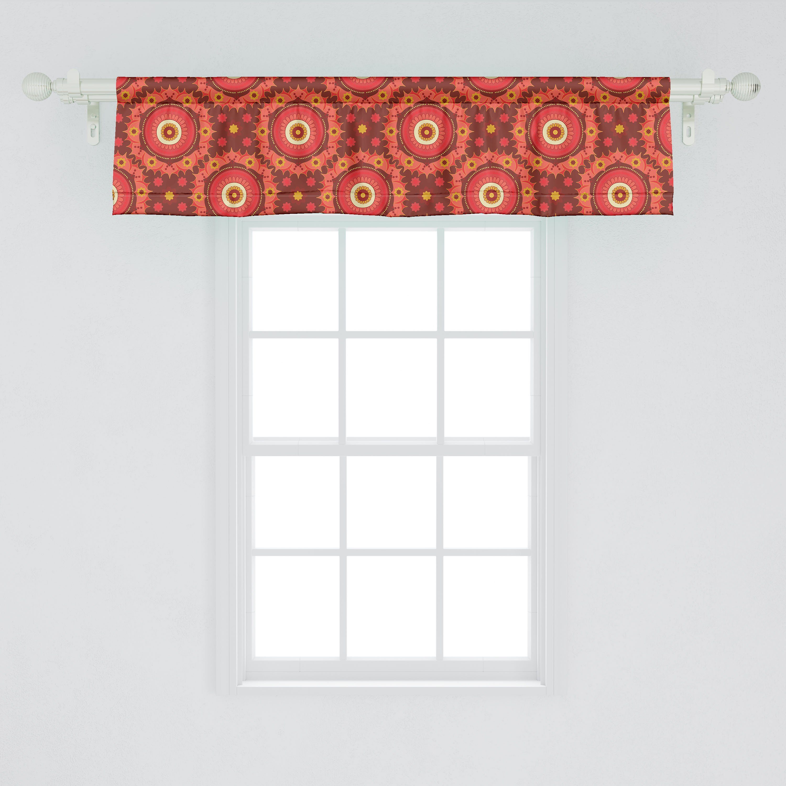Microfaser, Abakuhaus, Dekor Schlafzimmer Küche Vorhang für Scheibengardine Ethnische Oriental Mandala Volant Stangentasche, mit Meditation