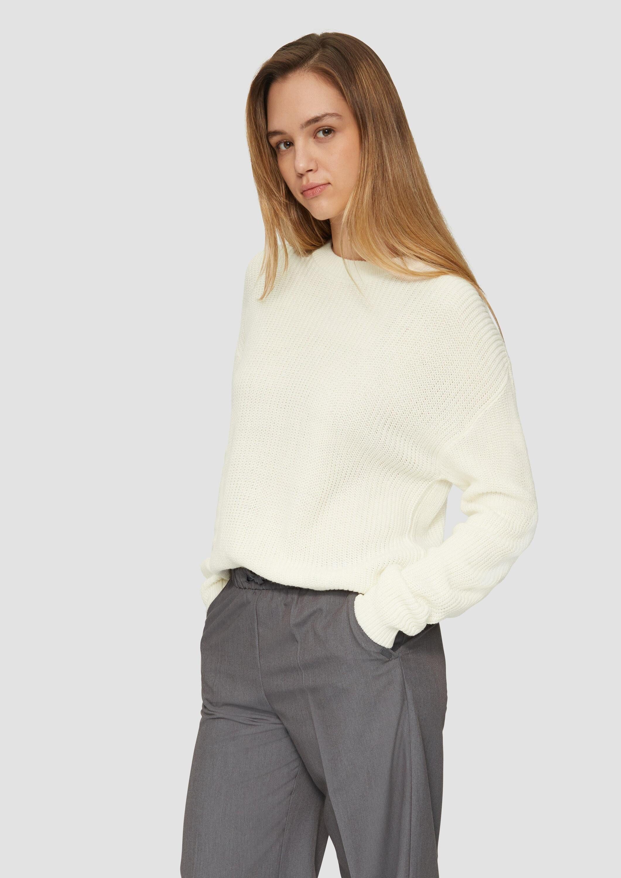 QS Longpullover Strickpullover Verkürzter Pullover mit Raglanärmeln günstig online kaufen