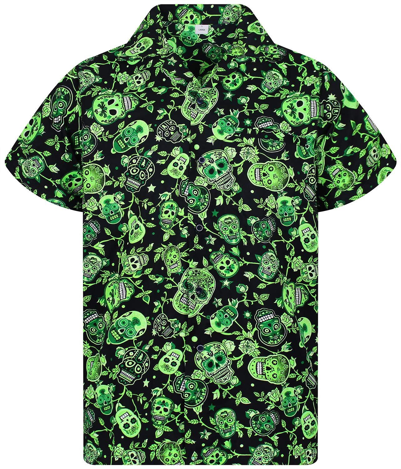 King Kameha Hawaiihemd "Skull" Funky Hawaii-Hemd Herren Kurzarm Front-Tasche Stylish