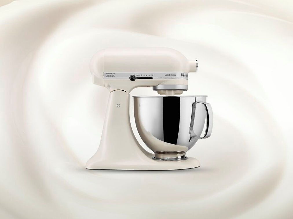 KitchenAid Küchenmaschine 5KSM125EPL+5KSM5GB+5KSMFGCA, 300 W, 4,8 l Schüssel, Set aus Küchenmaschine mit Glasschüssel und Fleischwolf