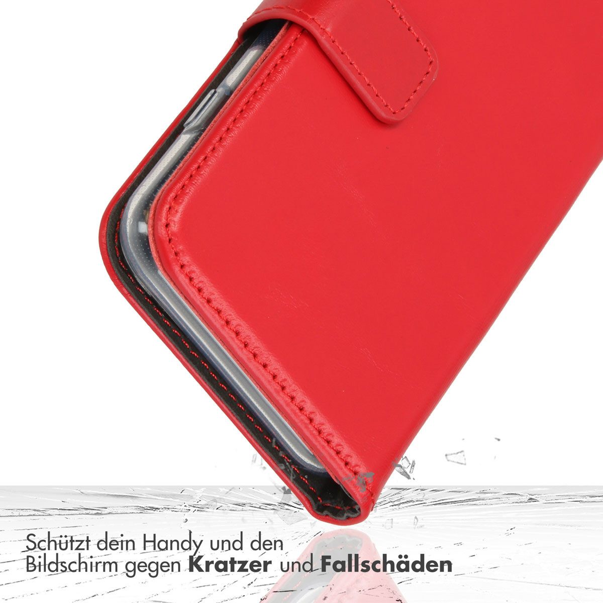 Selencia Smartphone-Mappe Selencia Echtleder Klapphülle Samsung Galaxy A57 (5G) - Rot – Bild 5 von 5