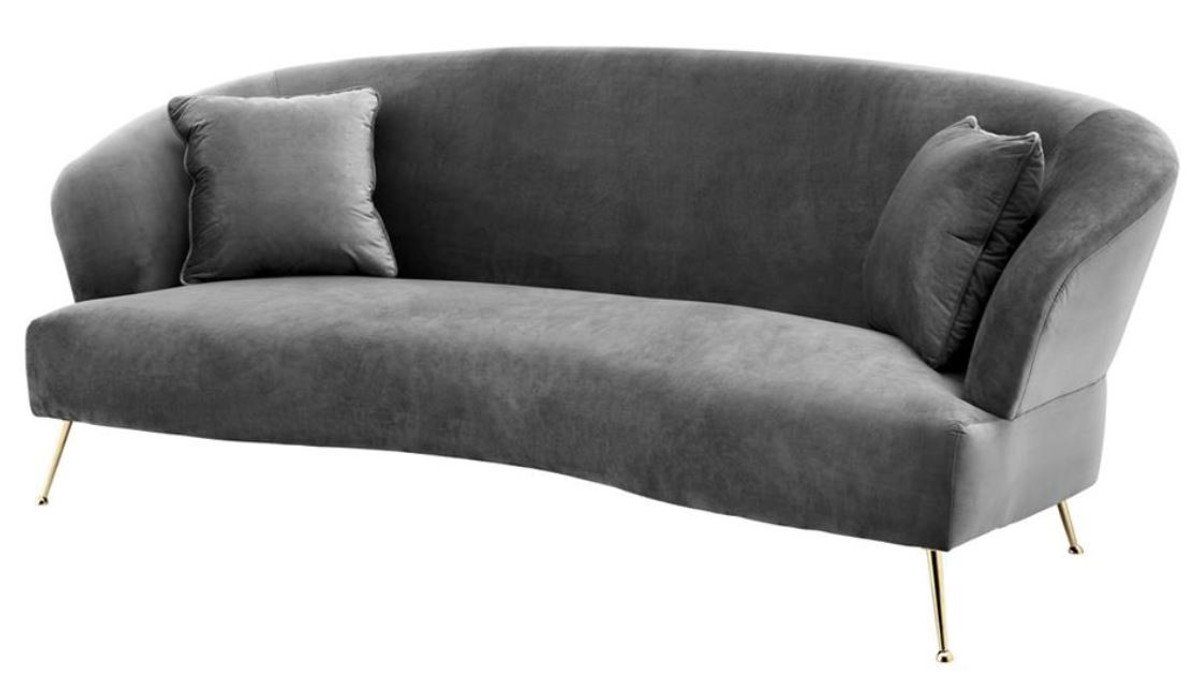 Casa Padrino Sofa Sofa Grau / Messing 230 x 100 x H. 87 cm - Luxus Hotel Sofa