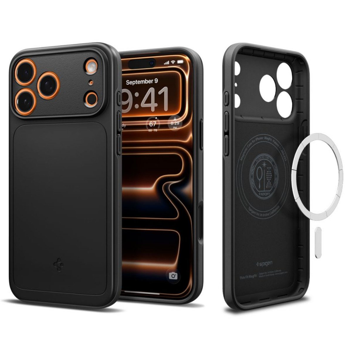 Spigen Handyhülle Thin Fit mit Magnetfunktion Kompatibel mit iPhone 17 Pro Max Schwarz 6,9, Ultradünn mit integrierter Magnetfunktion für minimalistischen Schutz