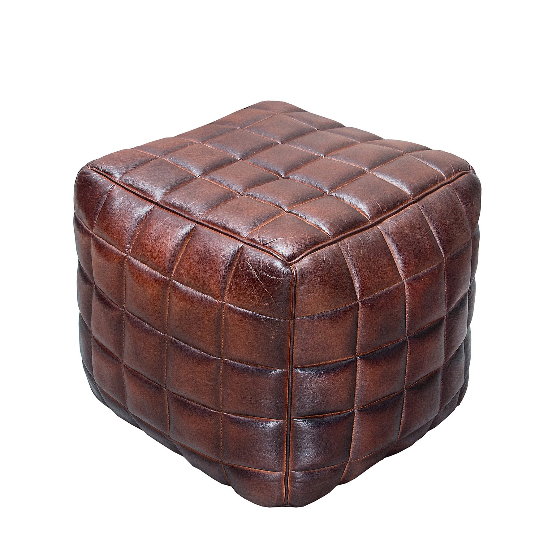 riess-ambiente Sitzwürfel RIDER 40cm braun, mit Echtleder-Bezug günstig online kaufen