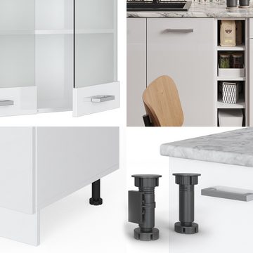 Livinity® Küchenzeile R-Line, Weiß Hochglanz/Weiß, 160 cm, AP Anthrazit