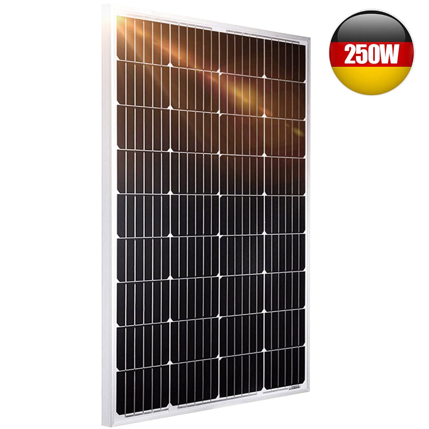 Rhein Beleuchtung Solarmodul 250W 12V Solarpanel & PV Modul - Hochwertiges Solarmodul, 250 W, monokristallines Silizium, (Set, 1-St., Ideal für Wohnmobil, Balkonkraftwerk, Gartenhaus & Boot), Robust, IP65 wasserdicht & hocheffizient - Maximale Energieausb
