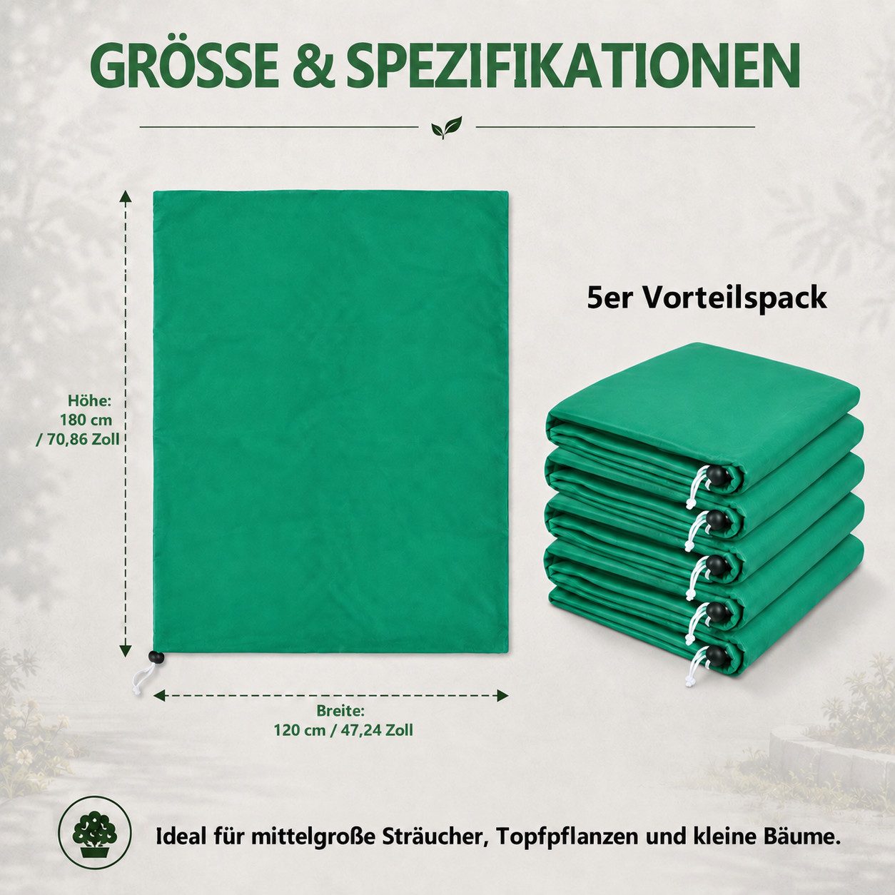 LEMLIT Winterschutzhaube Winterschutz für Pflanzen Frostschutz Kübelpflanzen (5 Stück, 5-St), Wiederverwendbarer für Pflanzen, gegen Frost, Schnee, Hagel, Vögel – Bild 2 von 5