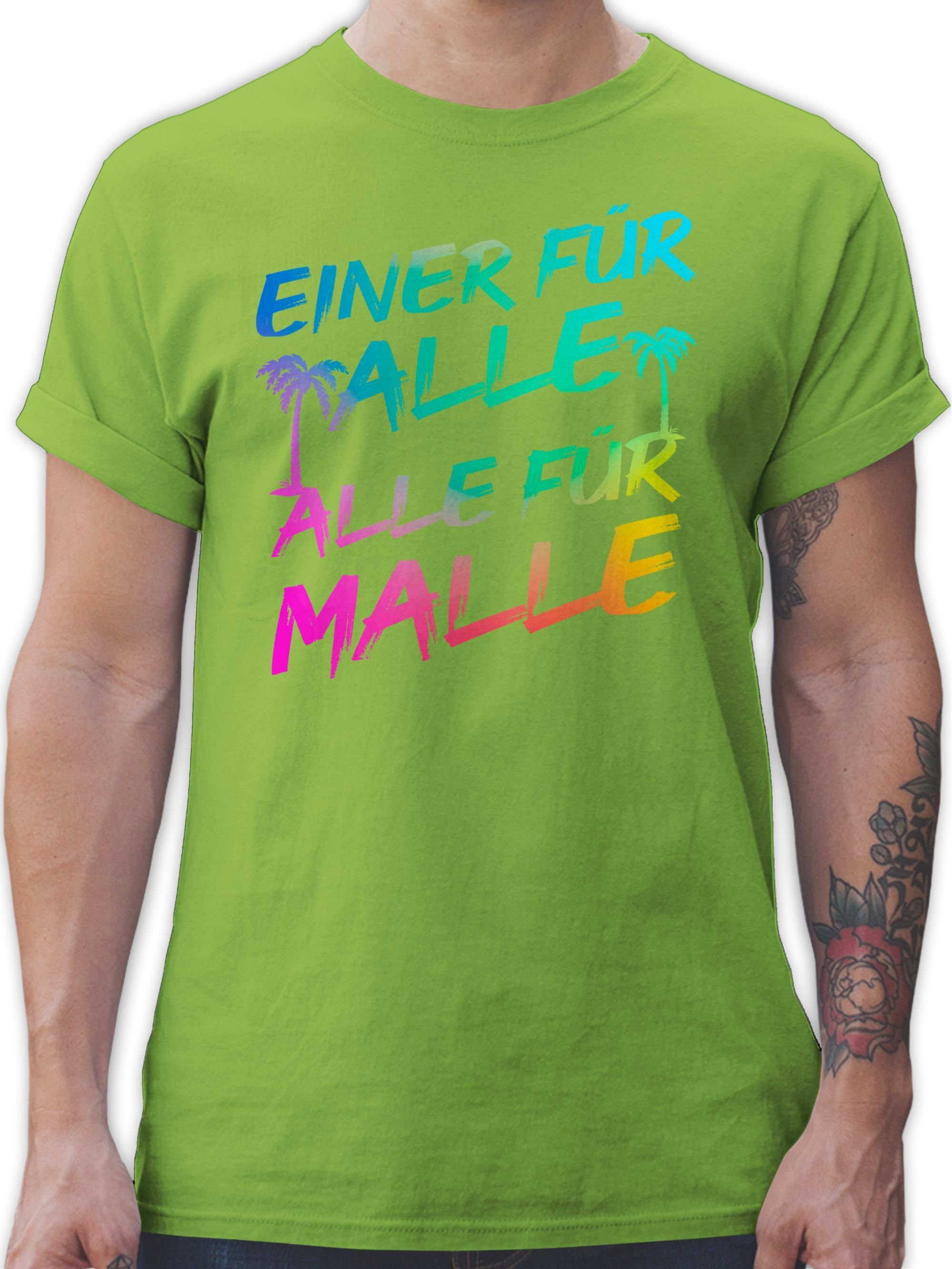 Shirtracer T-Shirt Malle Sommerurlaub - Malle alle 03 für Alle Alle Hellgrün für Einer Herren für