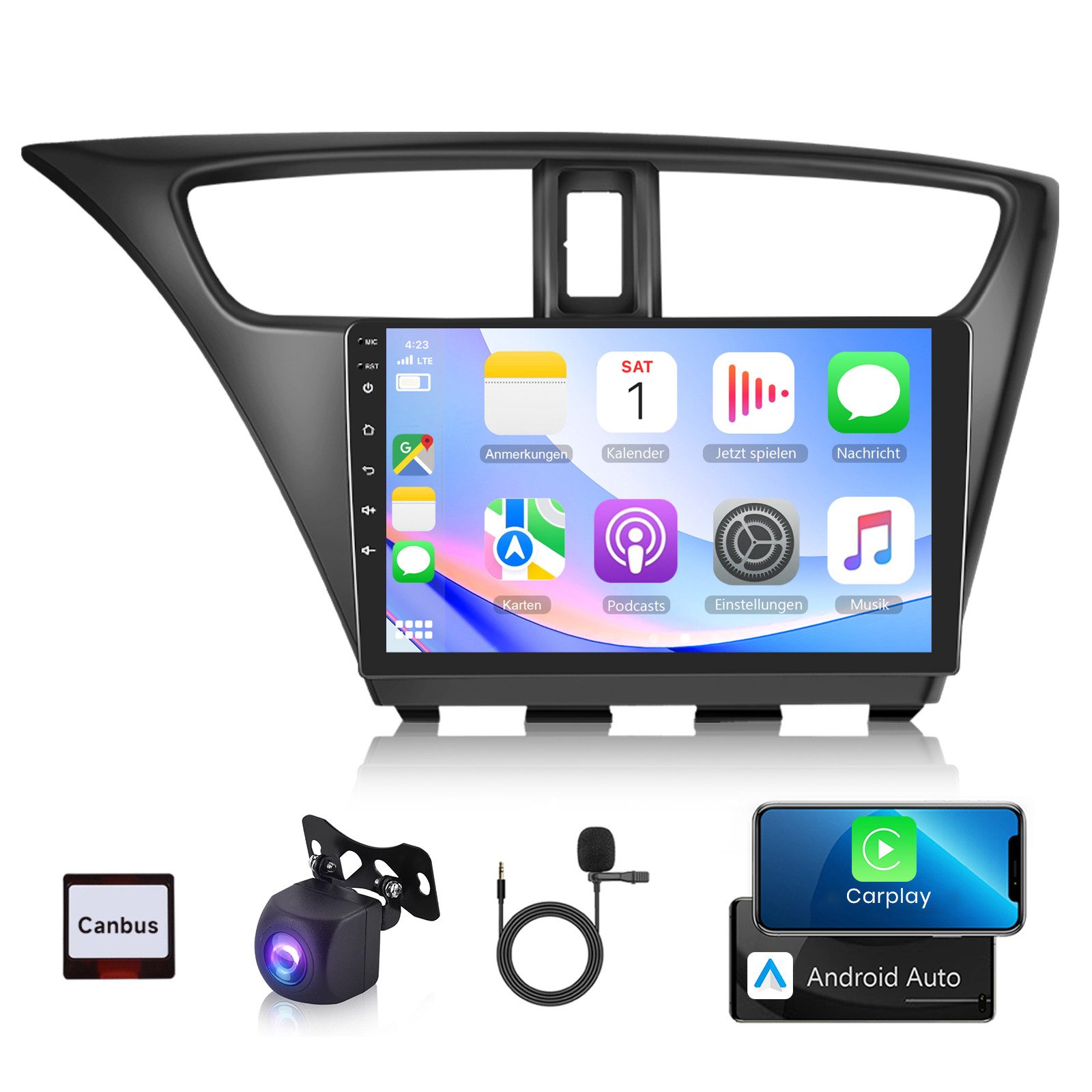 9" Autoradio Für Honda Civic version 2012-2017 mit CarPlay/ DAB+ Autoradio