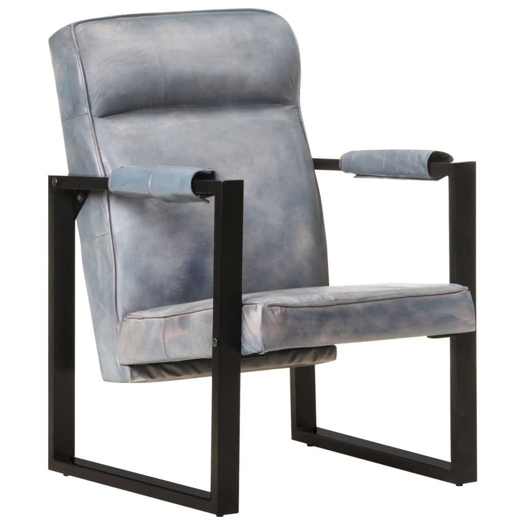 furnicato Sessel 60x75x90 cm Grau Echtes Ziegenleder