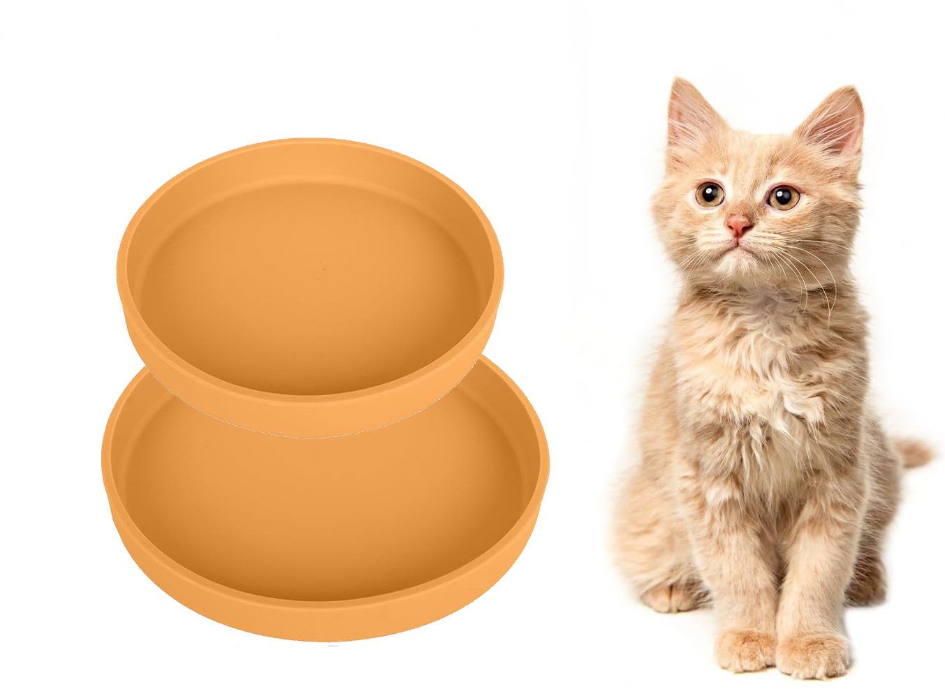 Futternapf für Katzen-2er Set,Silikon Futterschale, Trinkschale oval