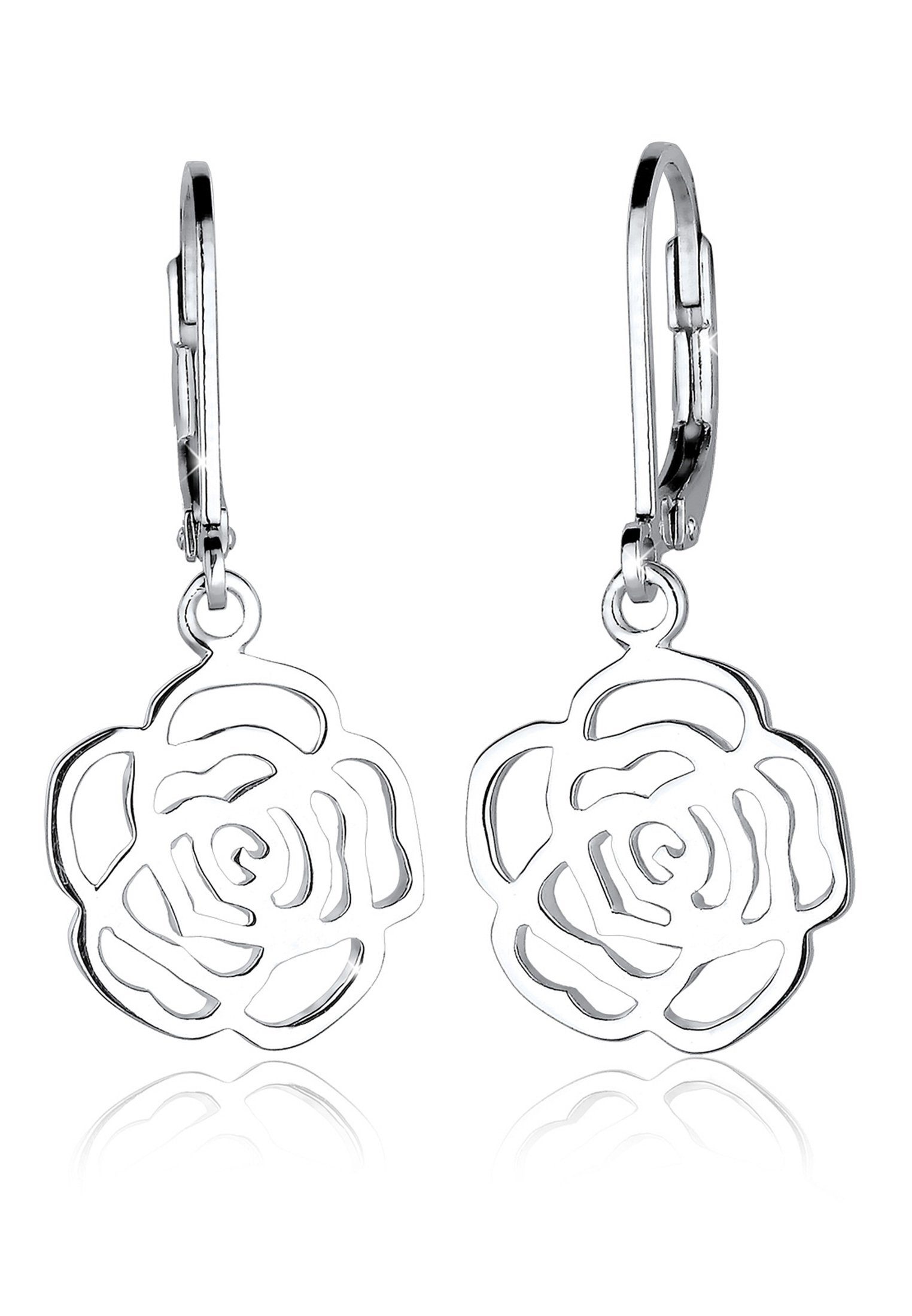 Elli Paar Ohrhänger Rose Blume Blütenform Romantisch Filigran Silber | Ohrhänger