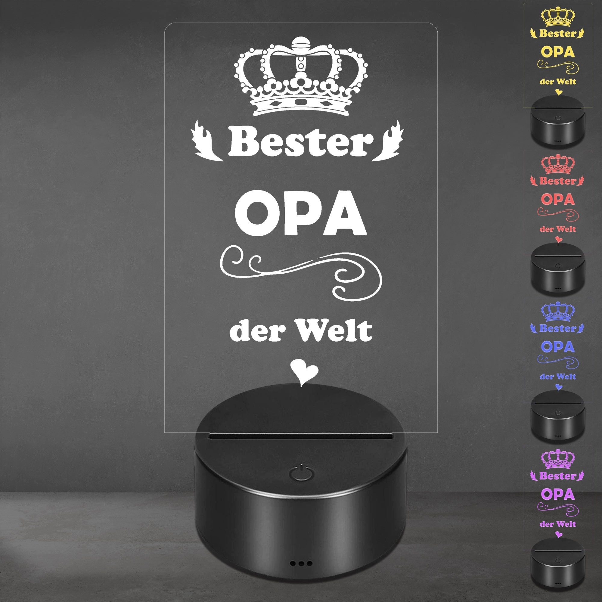 Lieblingsmensch LED Nachtlicht mit Gravur, Bester Opa, Acryl-Lampe mit romantischem Spruch, LED fest integriert, Farbwechsel oder feste Farbe mit Fernbedienung & Touch, Dekolampe zur Hochzeit, Geburtstag, Verlobung & Jahrestag