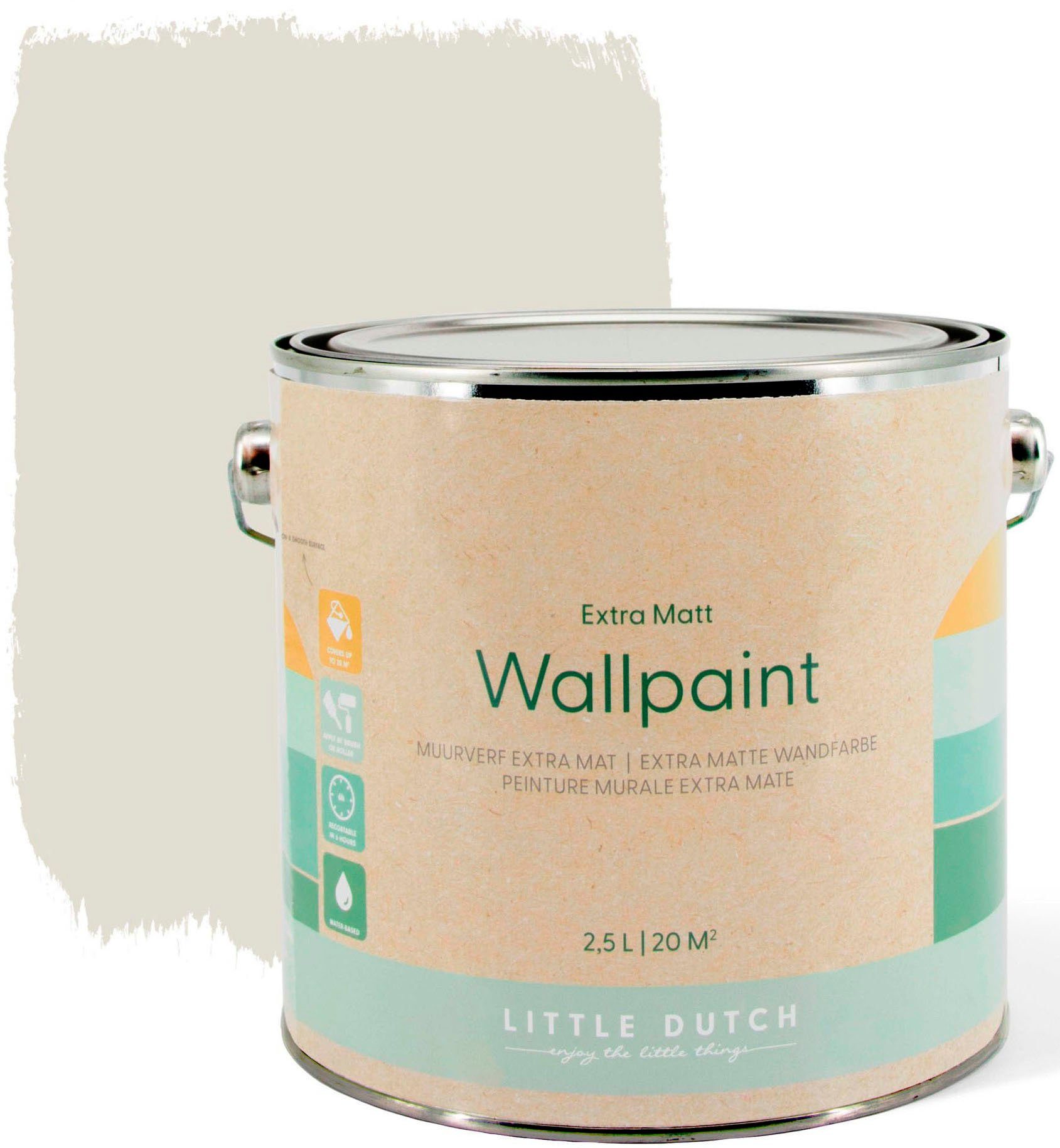 LITTLE DUTCH Wandfarbe Wallpaint, extra matt, hochdeckend und waschbeständig, für Kinderzimmer geeignet Waves Beige | Dispersionsfarben