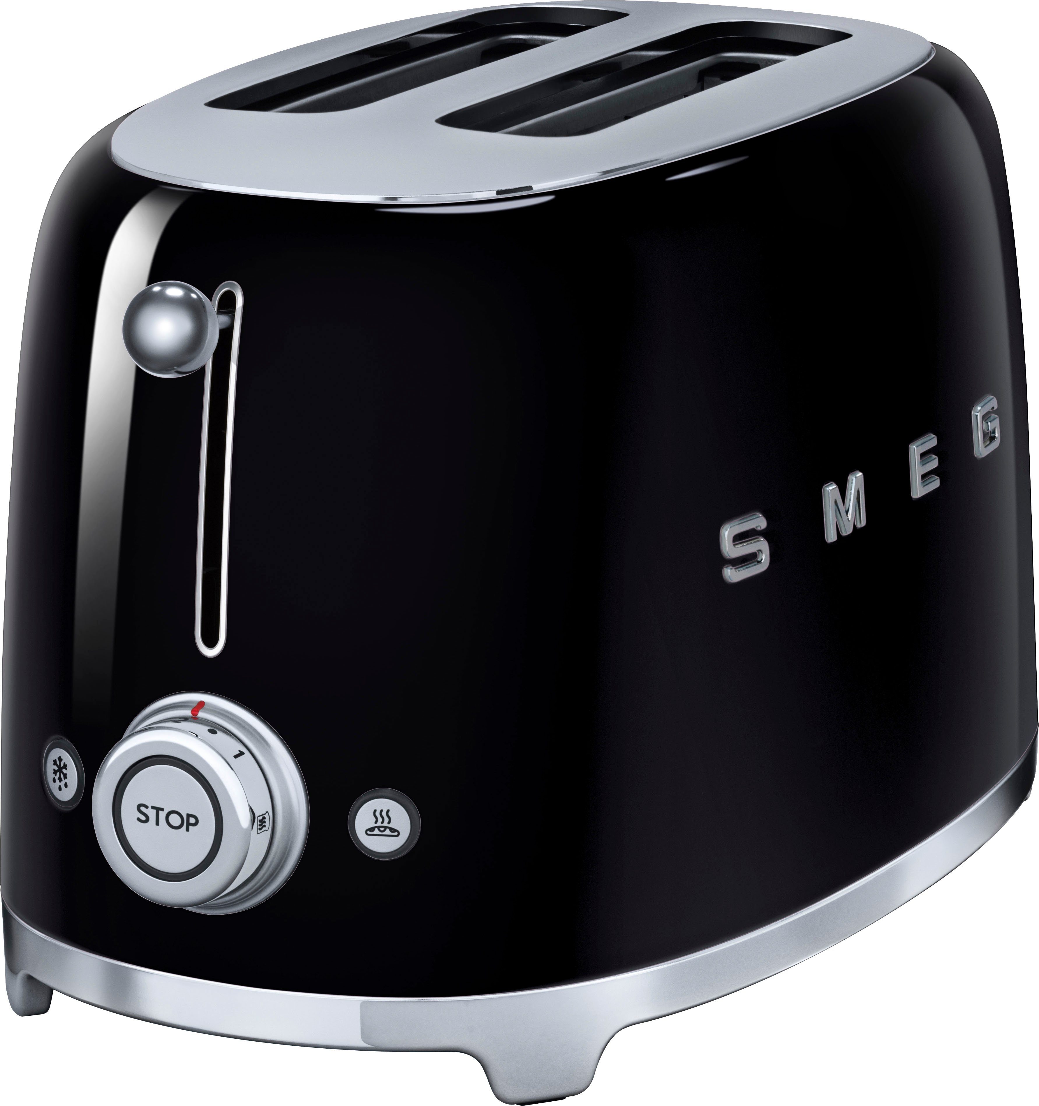 Smeg Toaster TSF01 Toaster 2 Scheiben 50's Style Retro Design, 2 kurze Schlitze, für 2 Scheiben, 950 W