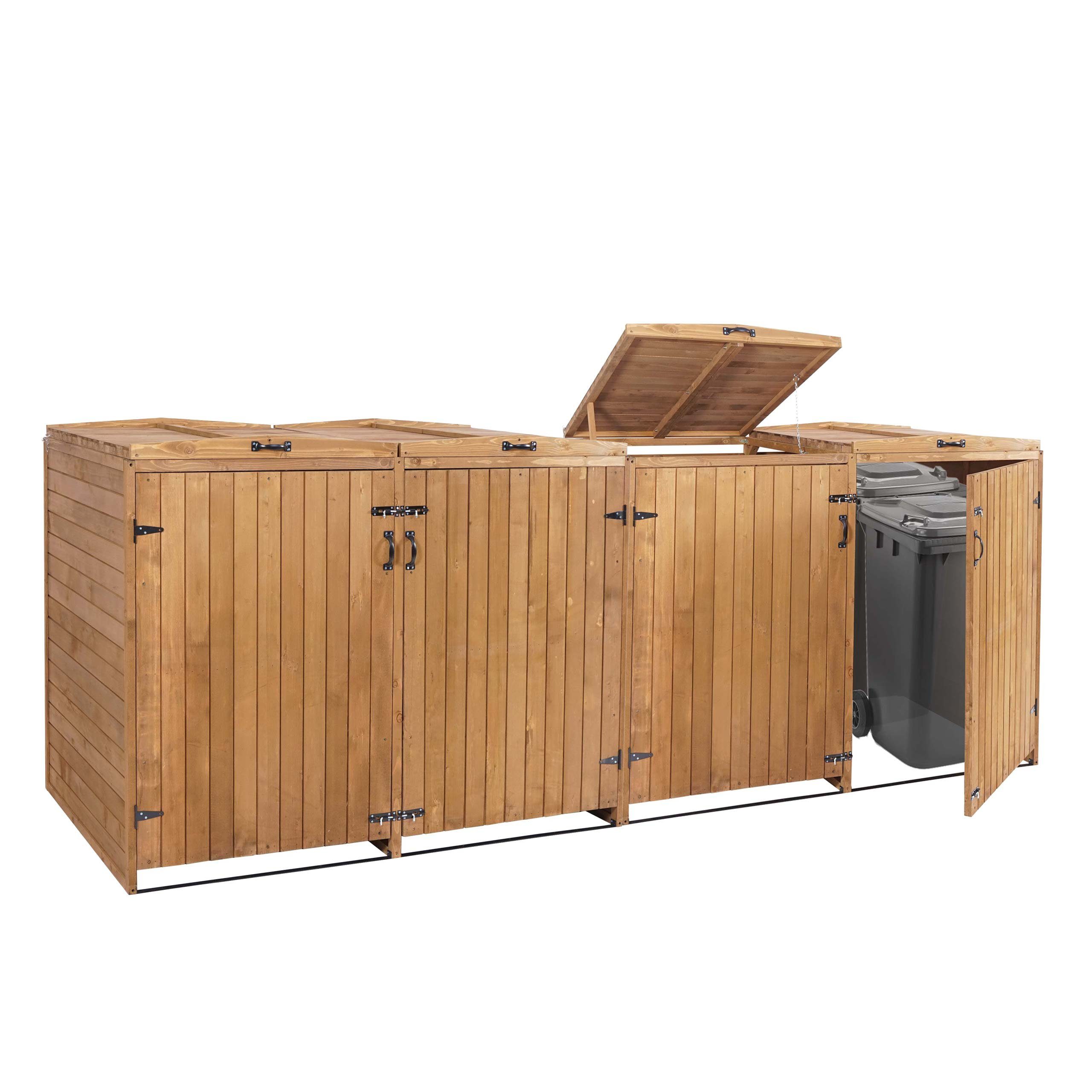 MCW Mülltonnenbox MCW-H74-8, 4 Deckel inkl. Wind-Sicherung durch Ketten, stabiles Gestell