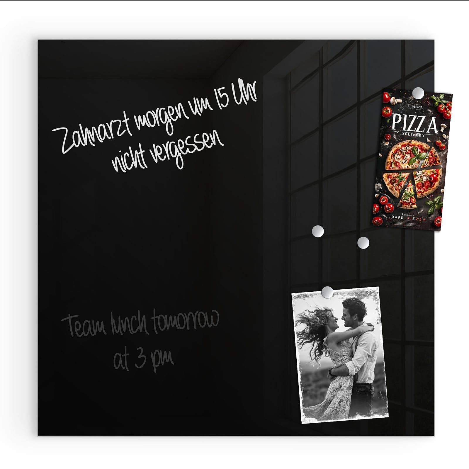 Primedeco Magnettafel Glas Schwarzer Hintergrund Pinnwand Whiteboard beschr günstig online kaufen