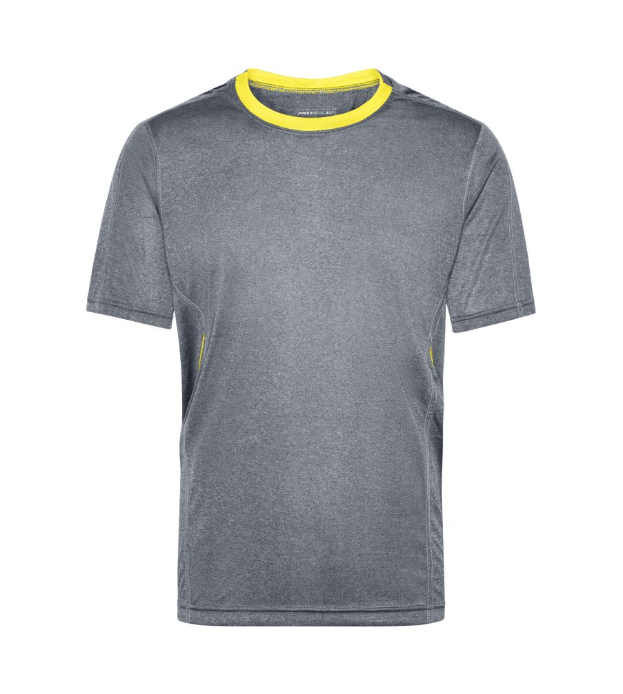 Nicholson (Doppelpack, T-Shirt Doppelpack Kurzarm Laufshirt und JN472 grey-melange/lemon James Laufshirt 2er-Pack) Feuchtigkeitsregulierend Herren Atmungsaktiv & Running