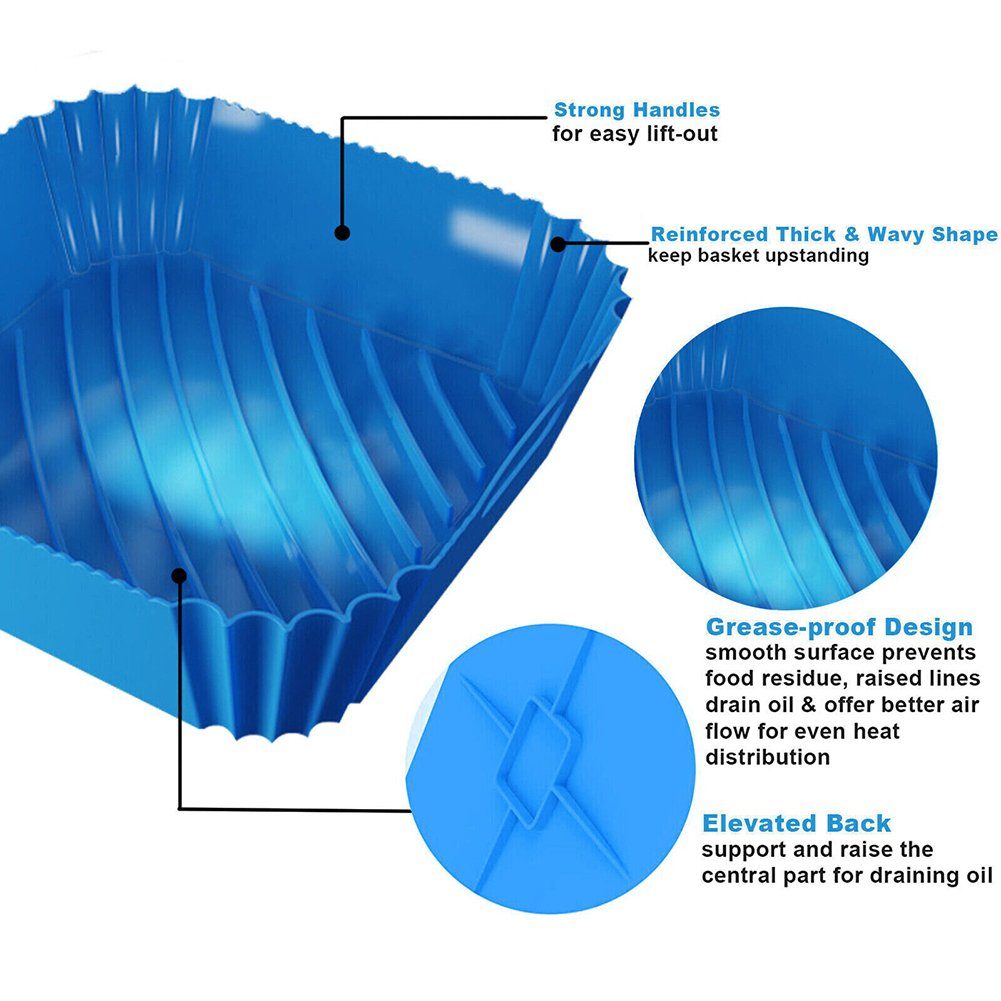 Mit Blusmart Silikon-Antihaft-Luftfritteuse-Tablett Backmatte Hoher Quadratisches blue