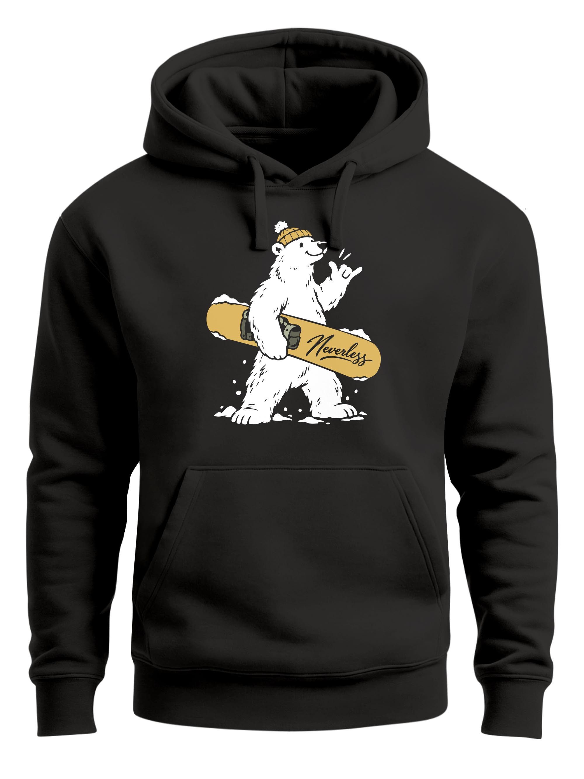 Neverless Hoodie Neverless® Herren Hoodie Eisbär Snowboard Frontprint, Regular Fit
