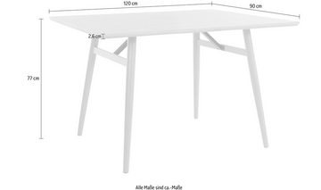 andas Esstisch Jensjorg, Tischplatte aus MDF foliert, Gestell aus Metall, Höhe 77 cm