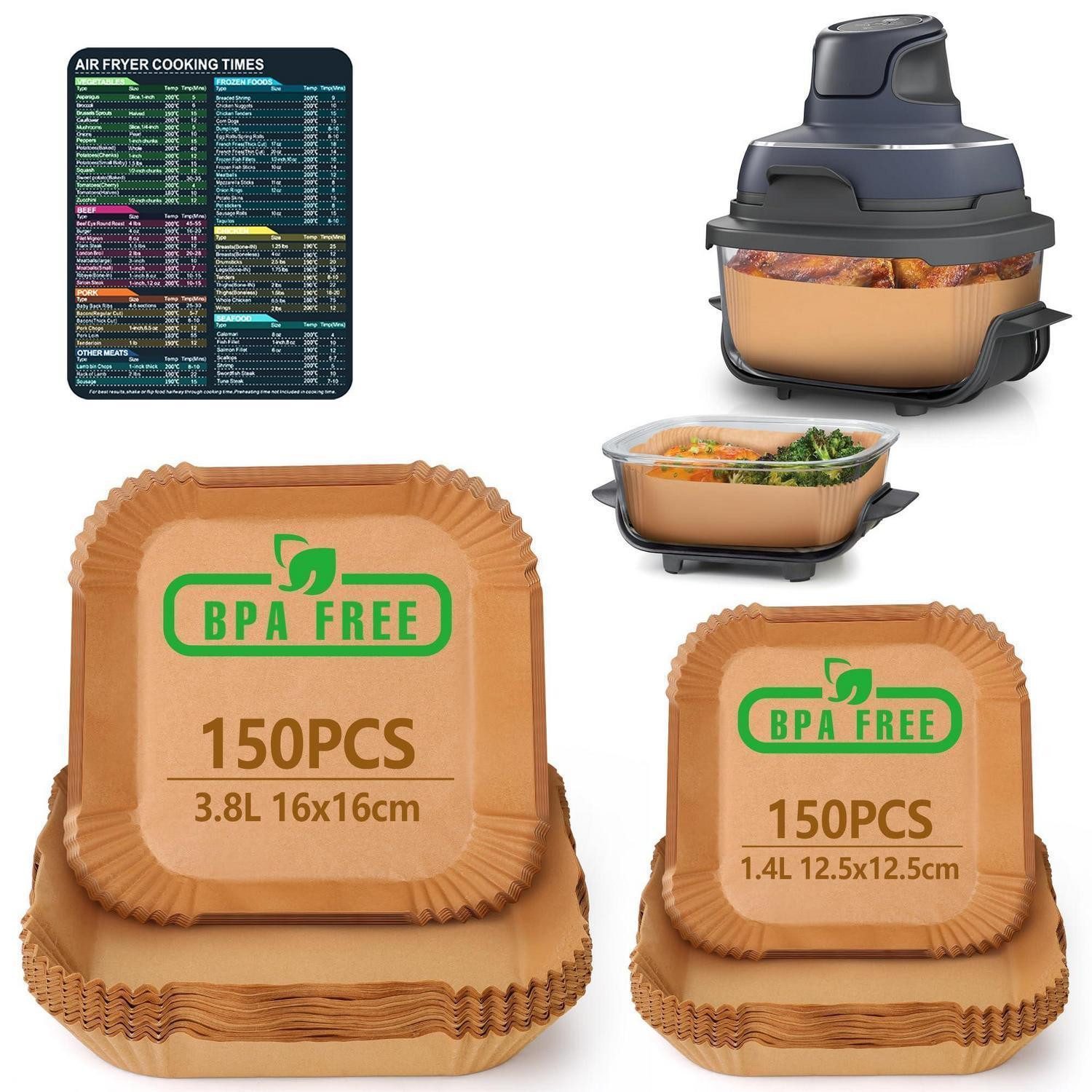 LuxusKollektion Backpapier Backpapier Heißluftfritteuse 3,8L 150pcs 3.8L+150pcs 1.4L Holzfarbe