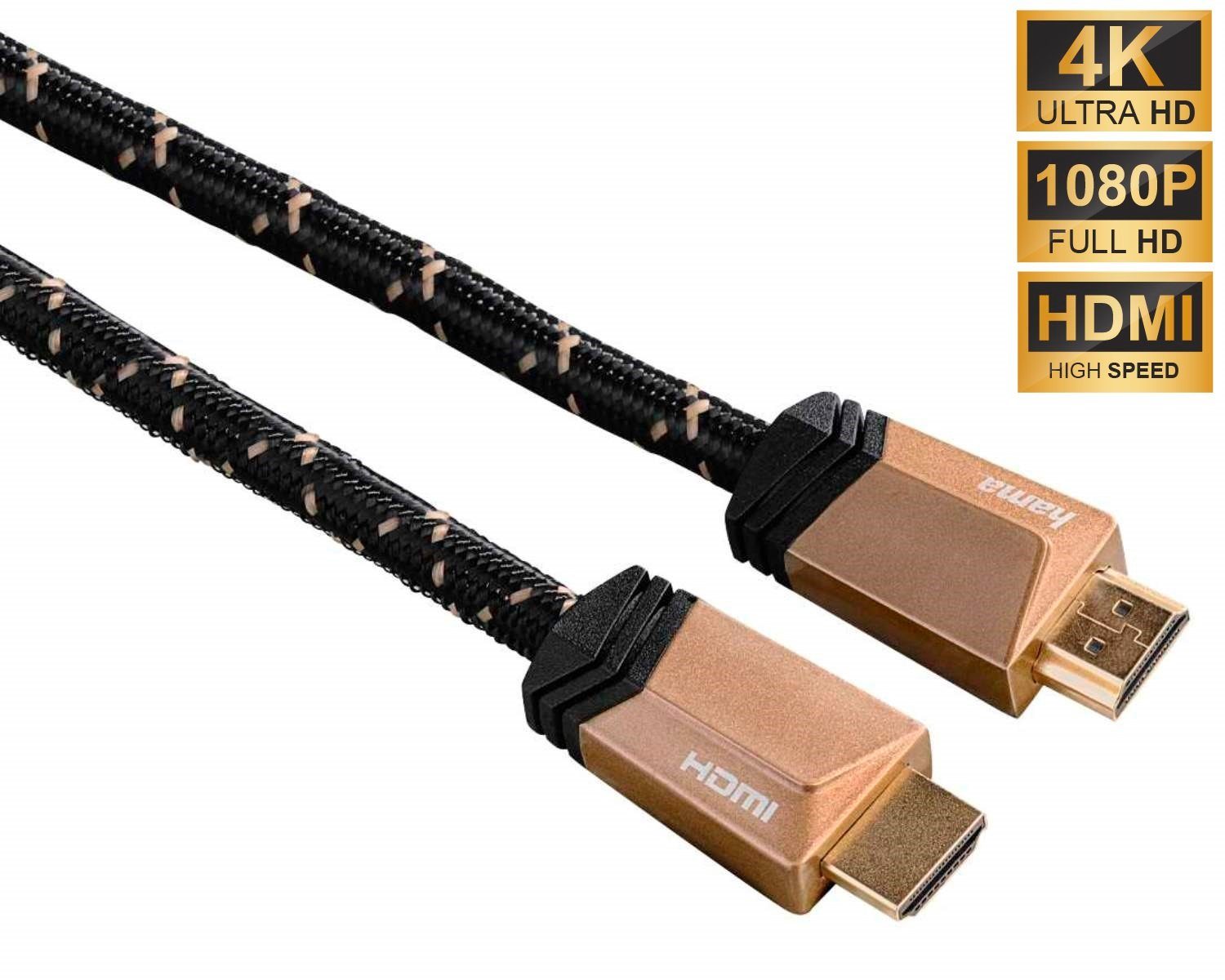 Hama HQ High-Speed HDMI-Kabel 4K 3m vergoldet Video-Kabel, HDMI, (300 cm), HDMI 2.0b 4K 2K HDR Full HD 3D HD TV LED LCD OLED Metall-Stecker