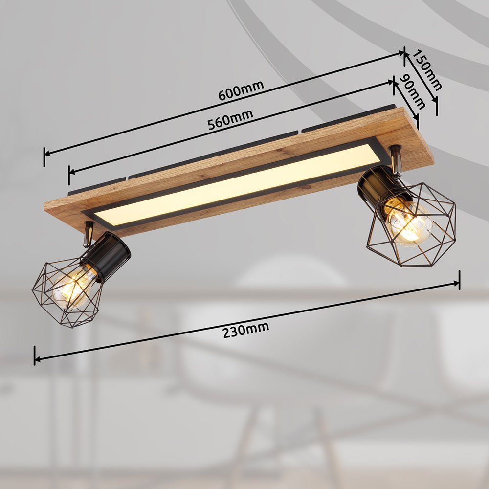 etc-shop LED Deckenleuchte, Leuchtmittel nicht inklusive, LED Wohnzimmerleuchte Retro Holzleuchte Spots Deckenleuchte Lampe