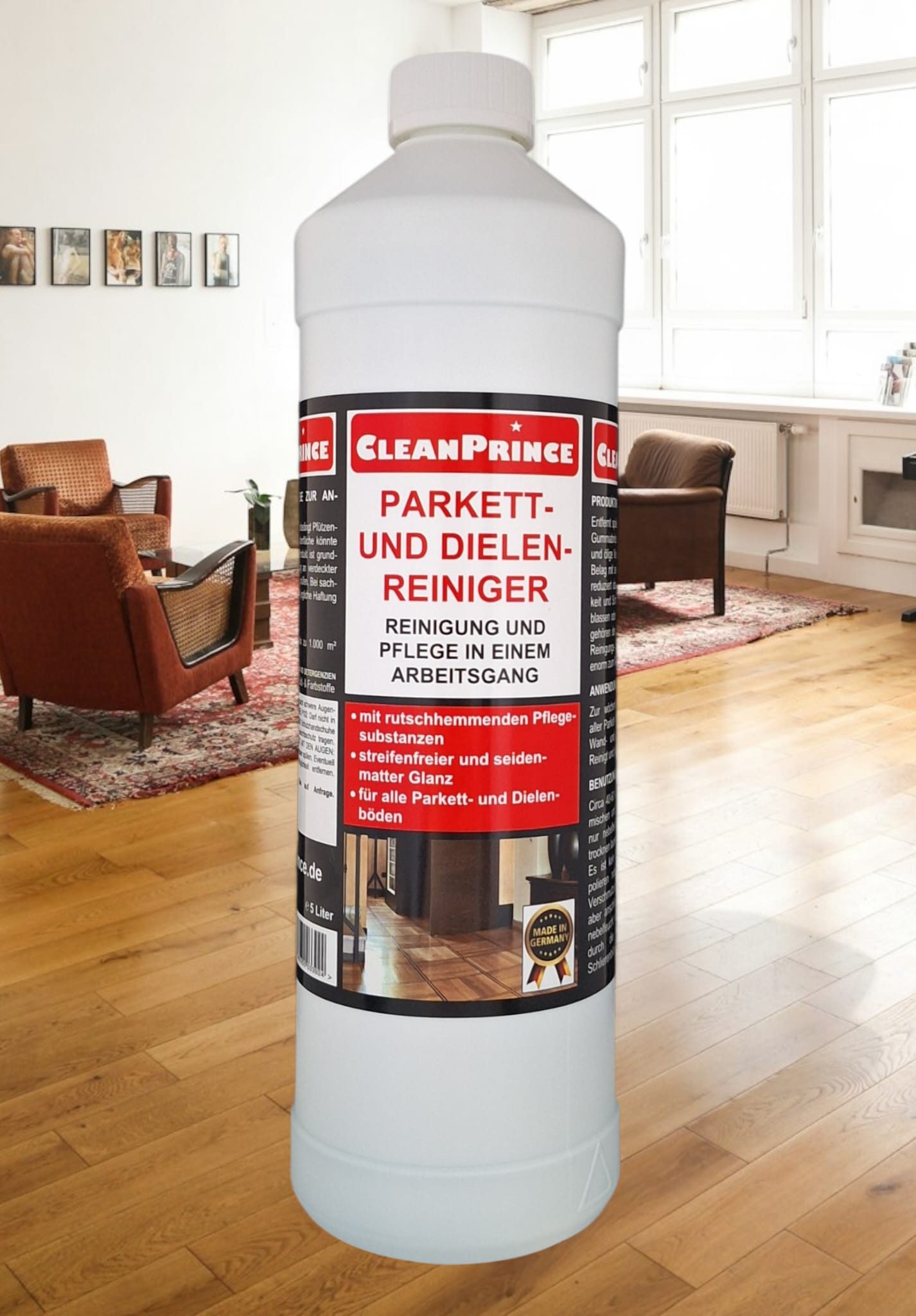 CleanPrince Parkettreiniger + Dielenreiniger CP200380 Parkettreiniger (streifenfrei ohne Nachwischen)