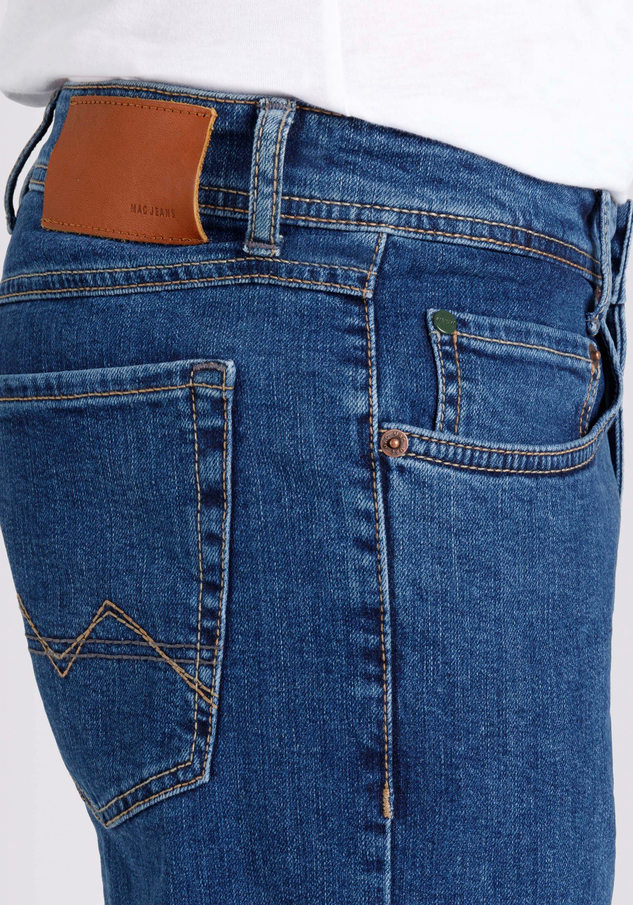 MAC Straight-Jeans Arne mit used gepflegter in blue Optik, light Stretch