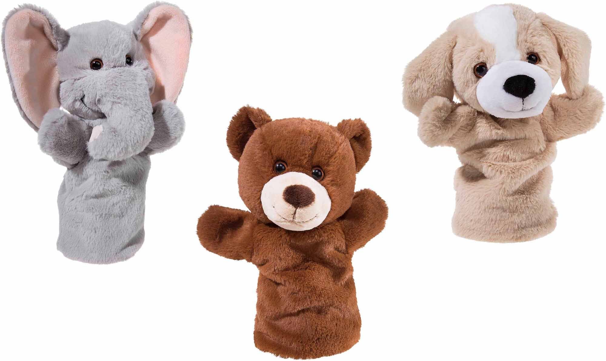 Heunec® Handpuppe Bär, Hund, Elefant (Set, 3-tlg)