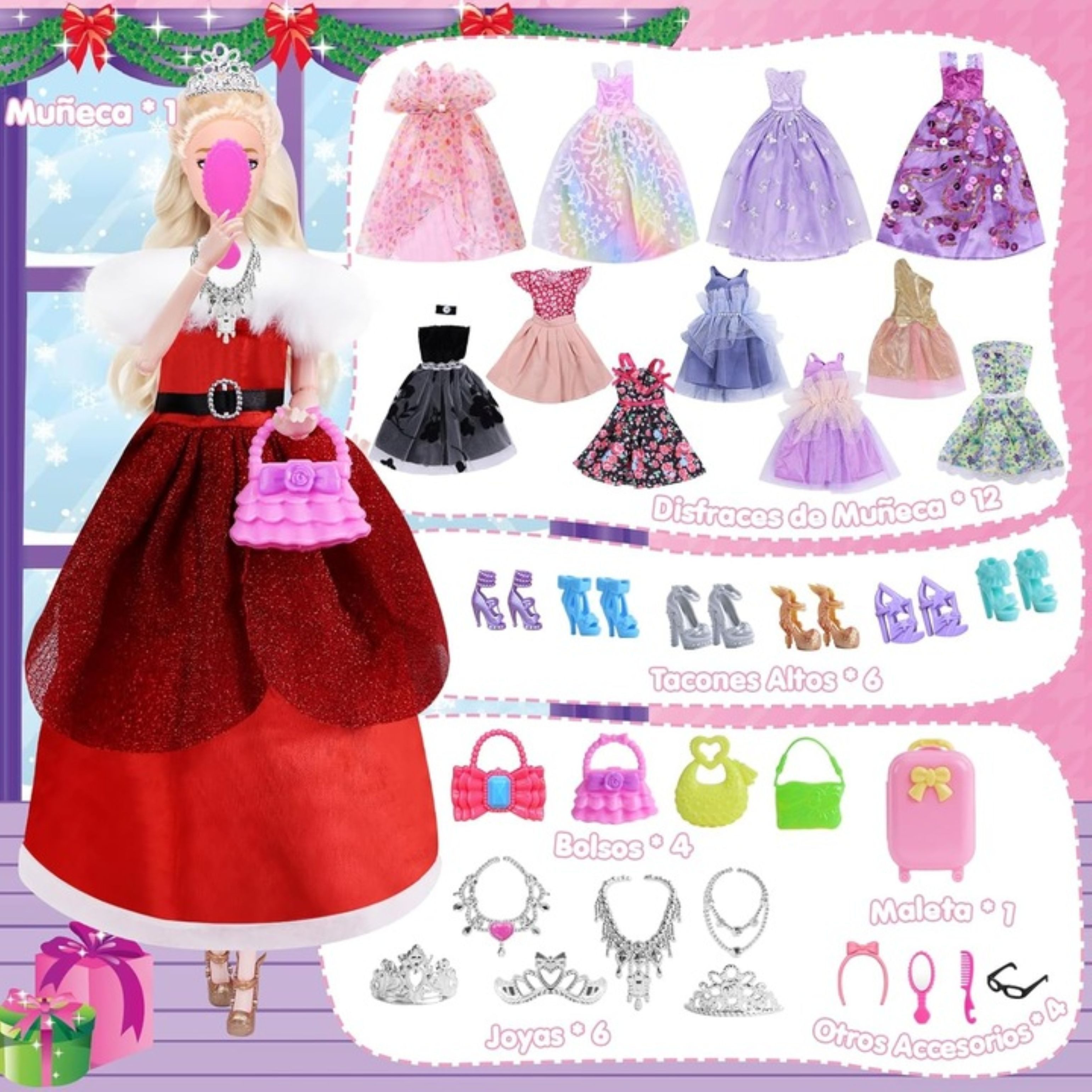 Festivalartikel Adventskalender Adventskalender Mädchen 2025 – Puppe mit Kl günstig online kaufen