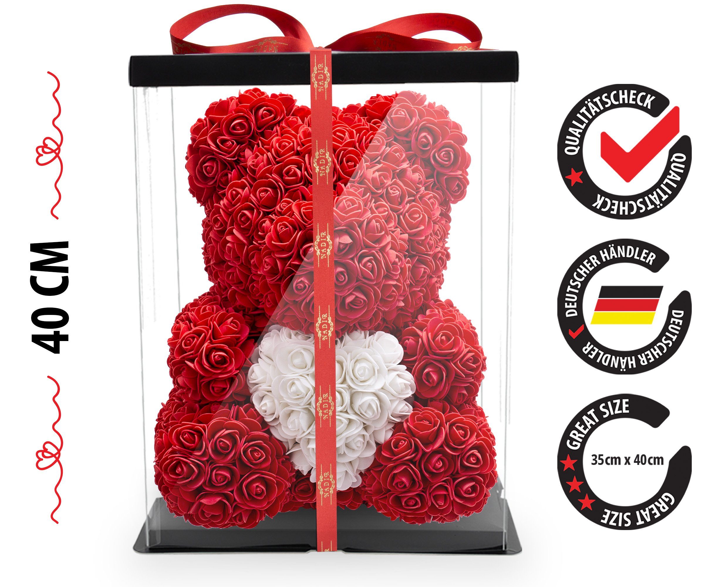 Kunstblume Rosenbär 40 cm inkl. Geschenkbox günstig online kaufen