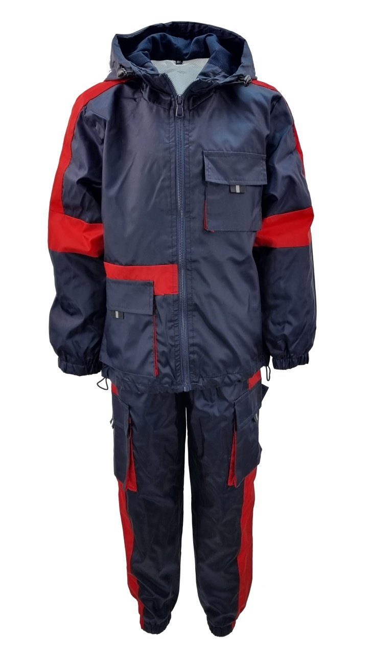 Fashion Boy Regen- und Matschjacke Matschanzug Regenkombination Windjacke JF675 Blau/Rot Regenanzug Kinder