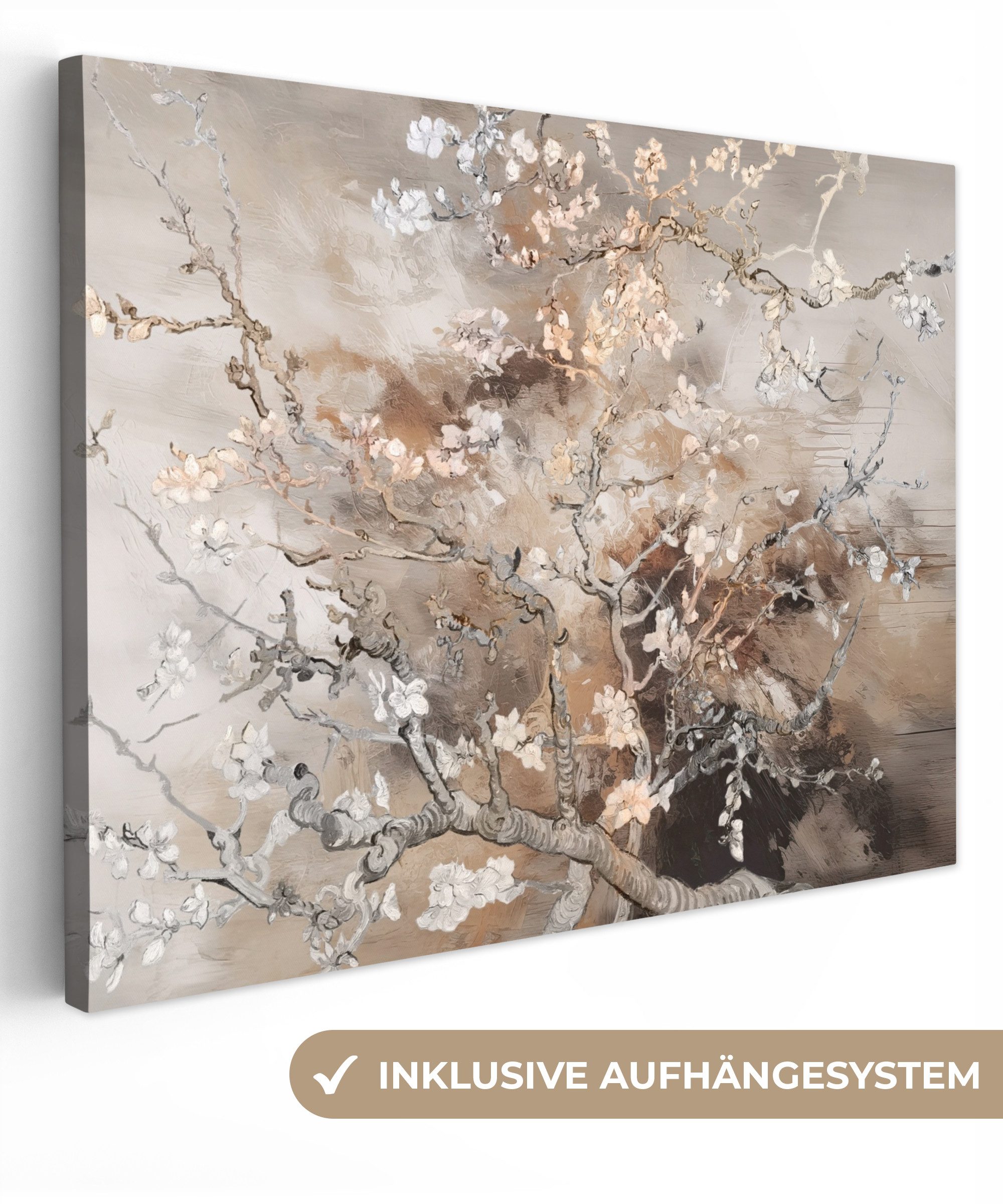 Leinwandbild Mandelblüte - Kunst - Van Gogh - Beige - Abstrakt