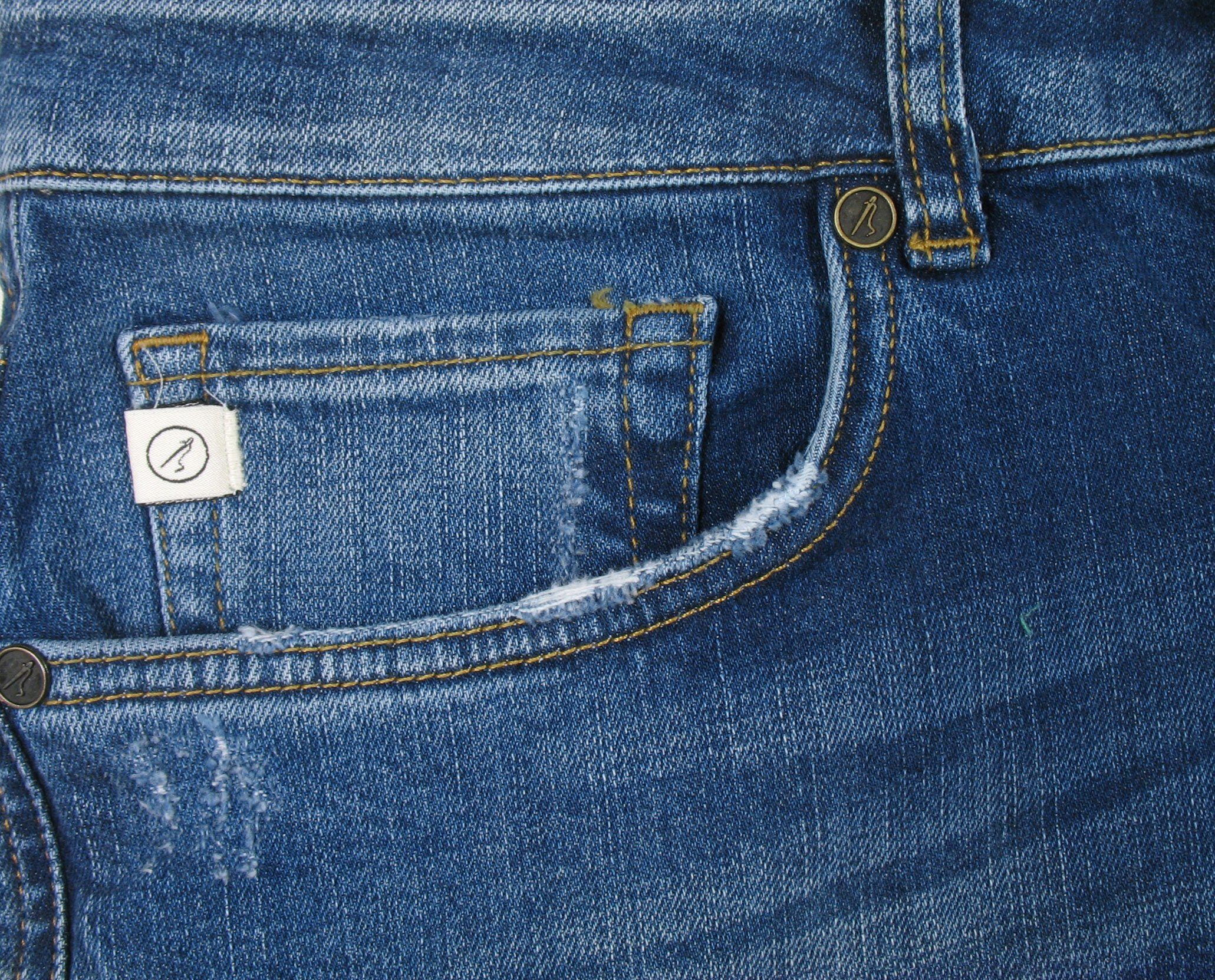 Goldgarn 5-Pocket-Jeans Herren U2 Slim Fit distressed Denim
