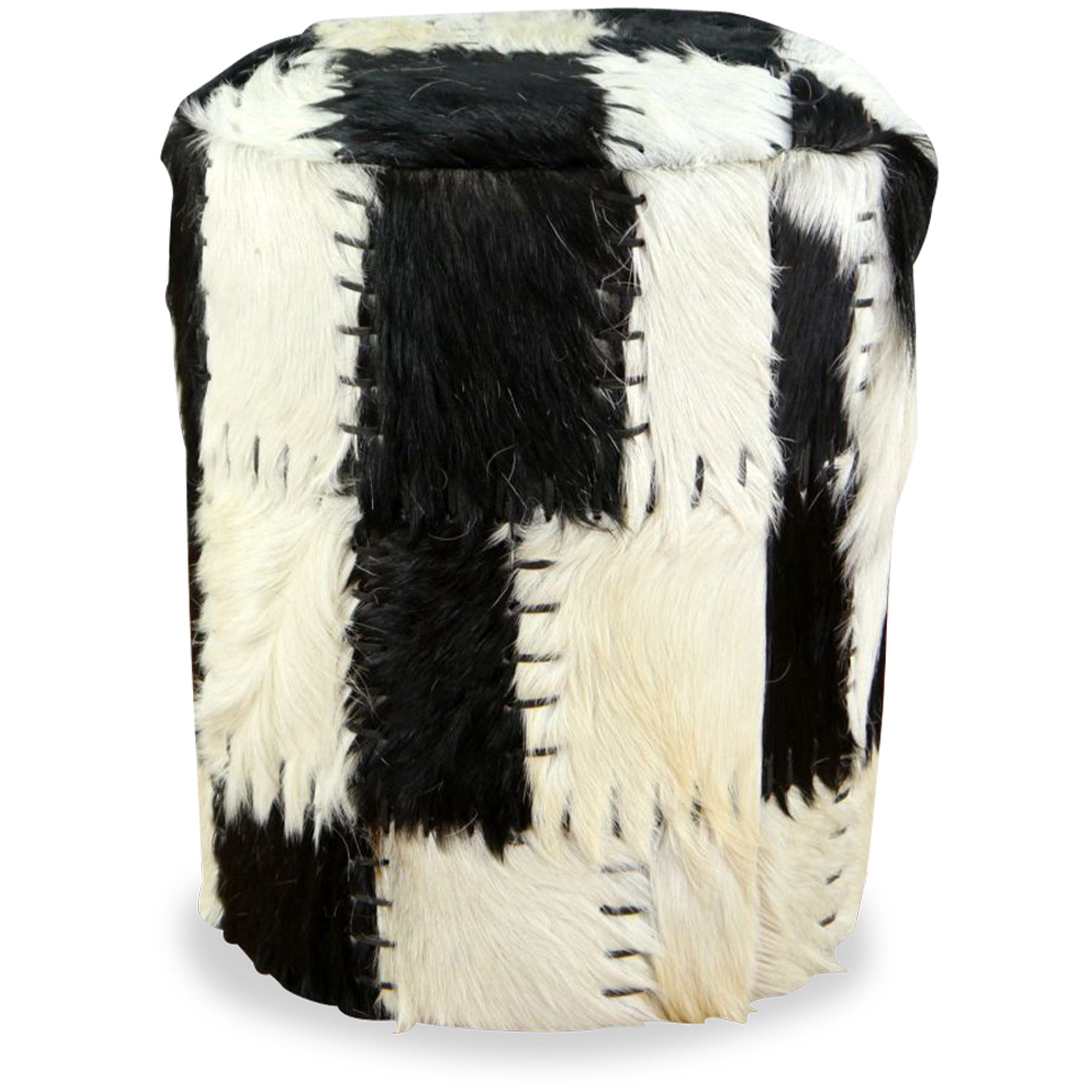 livasia Sitzhocker Ziegenfell - 35x45cm - Polsterhocker aus Java, handgefertigt