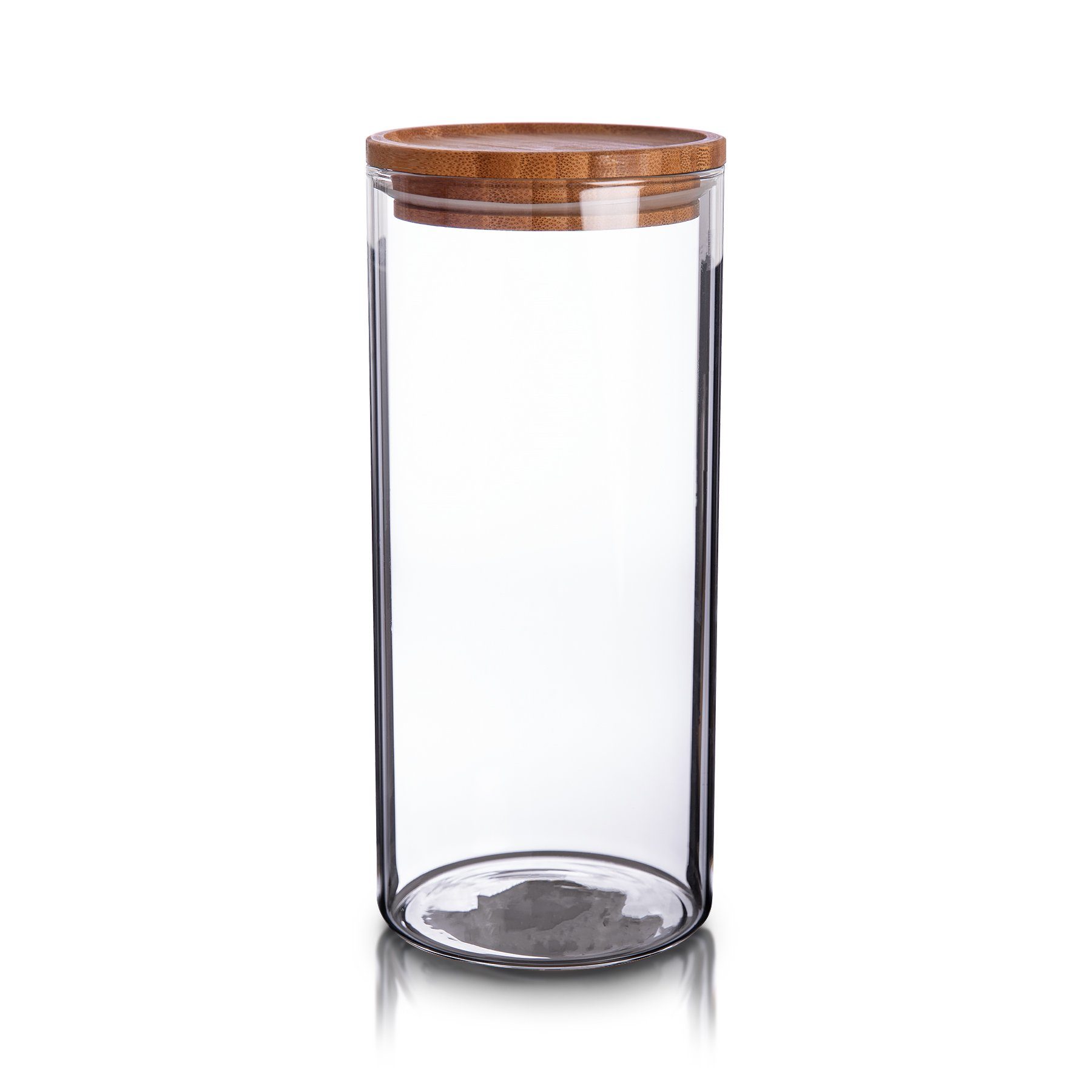 1,5L (1-tlg) Vorratsgläser Mehl, BigDean Vorratsglas 10x22,5cm Bambus, Vorratsdose Glas. Bambus-Deckel Nudeln