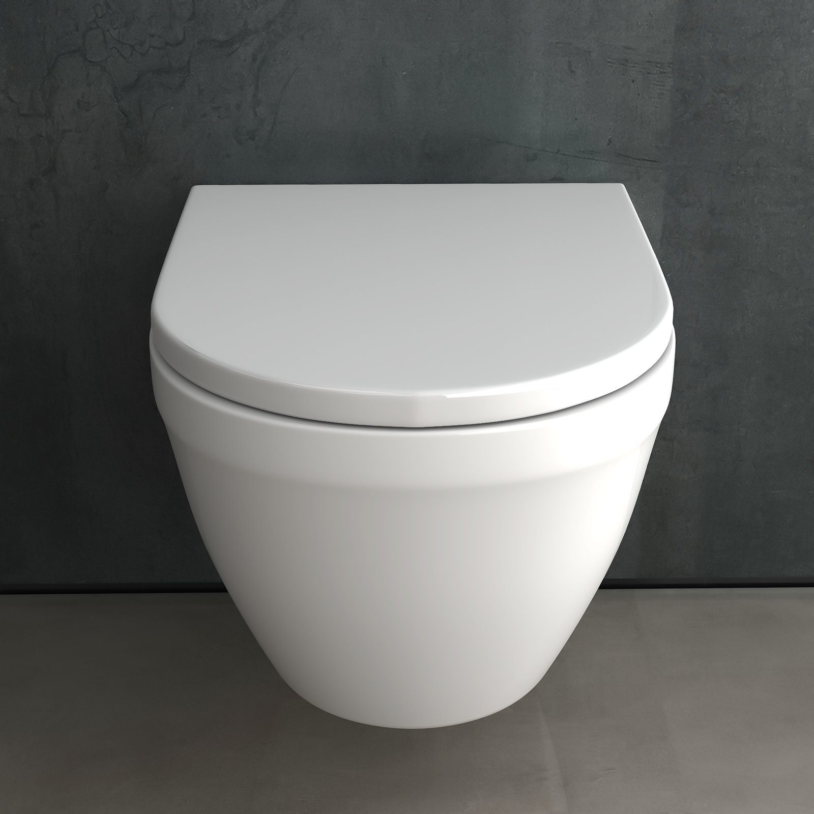 Alpenberger Tiefspül-WC Spülrandloses Hänge WC - Toilette mit Nano Beschichtung, wandhängend, Abgang waagerecht, 2-tlg., Wand WC Set mit Softclose Sitz - Made in Europa