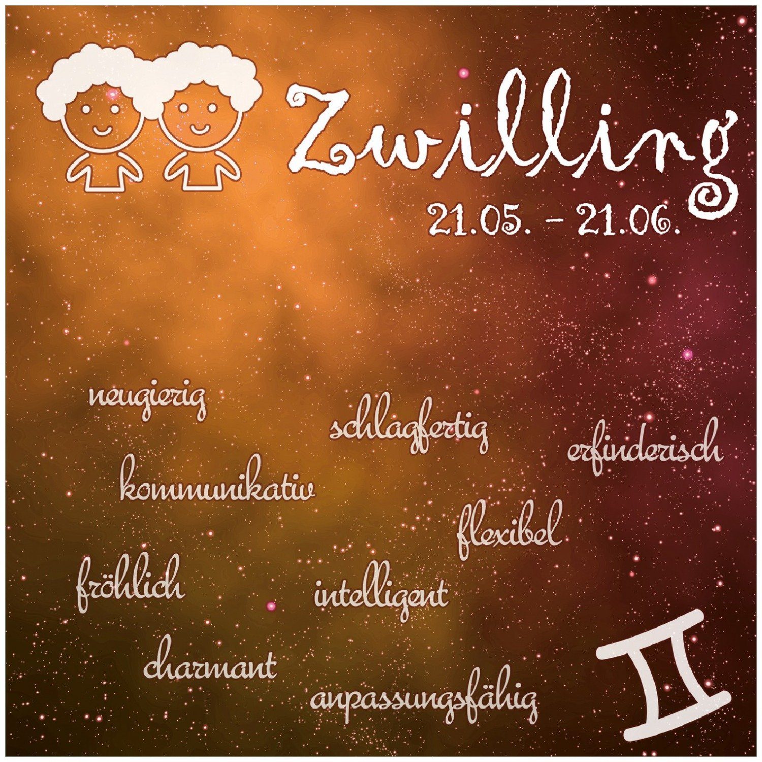 Memoboard Zwilling Sternzeichen Wallario