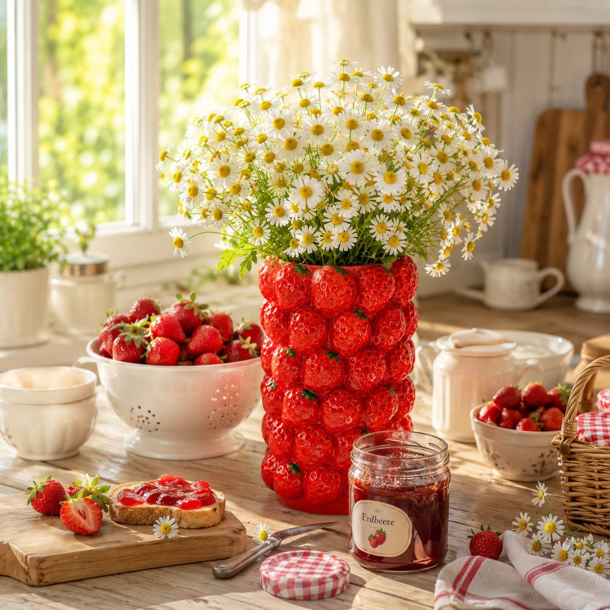 Wurm Dekovase Otto Blumenvase Erdbeeren aus Keramik