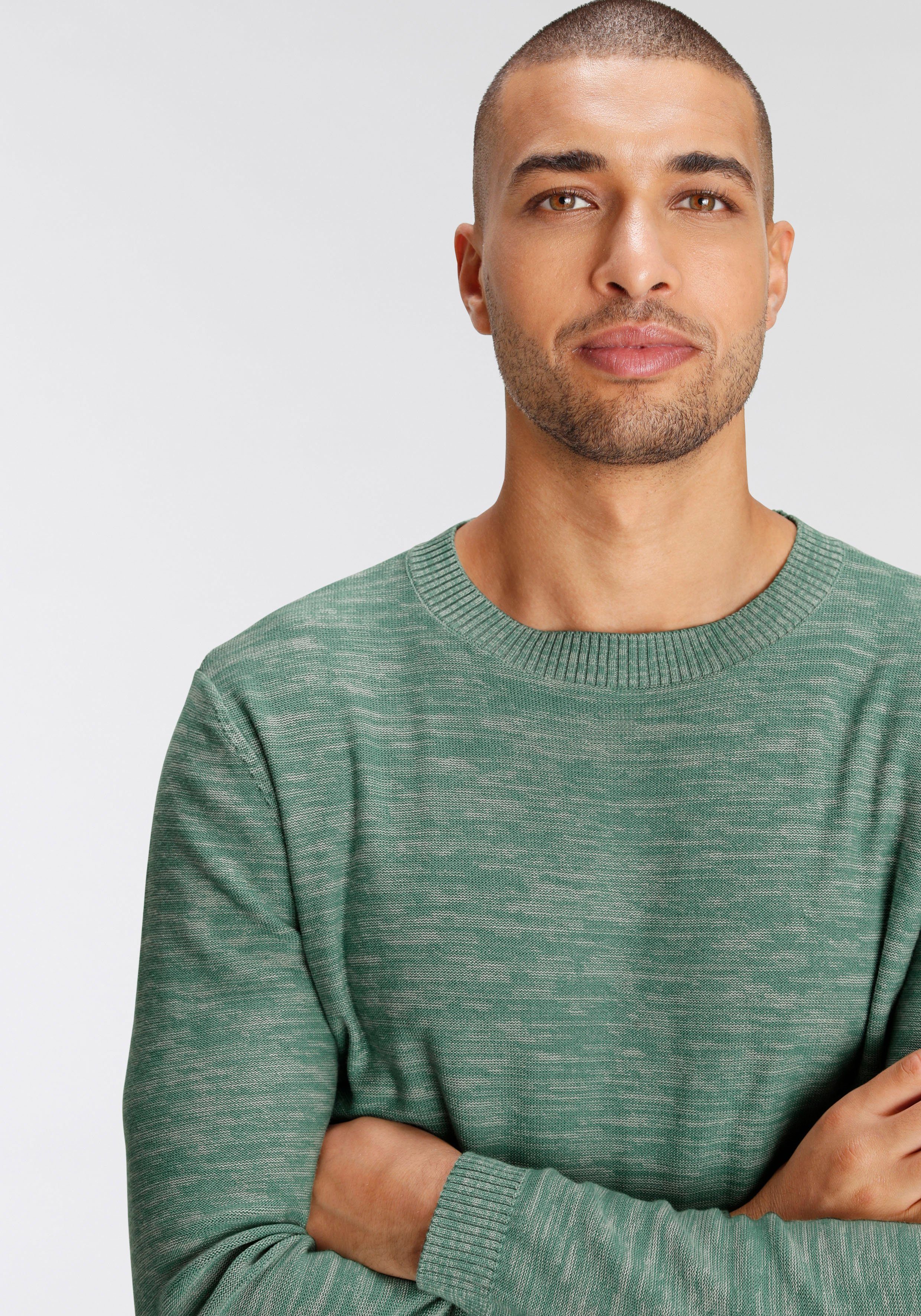 AJC Rundhalspullover in melierter Optik