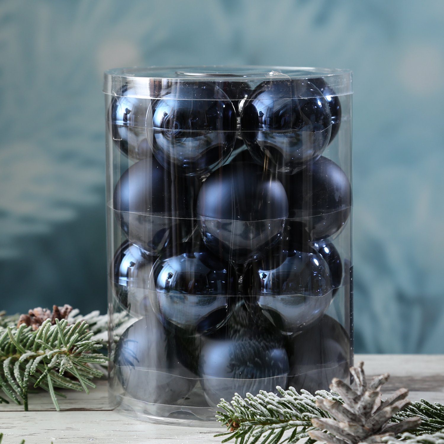 20St matt St) 6cm Weihnachtskugel glänzend Glas (20 Christbaumkugel D: MARELIDA Weihnachtsbaumkugel blau