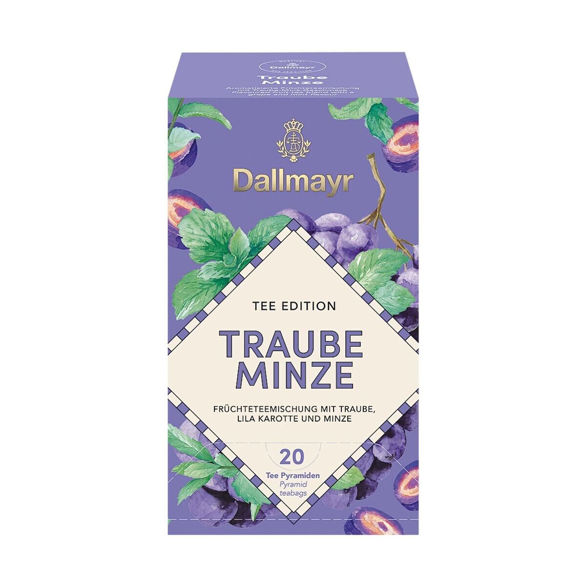 DALLMAYR Tee Traube Minze, 20 Aufgussbeutel, Früchteteemischung