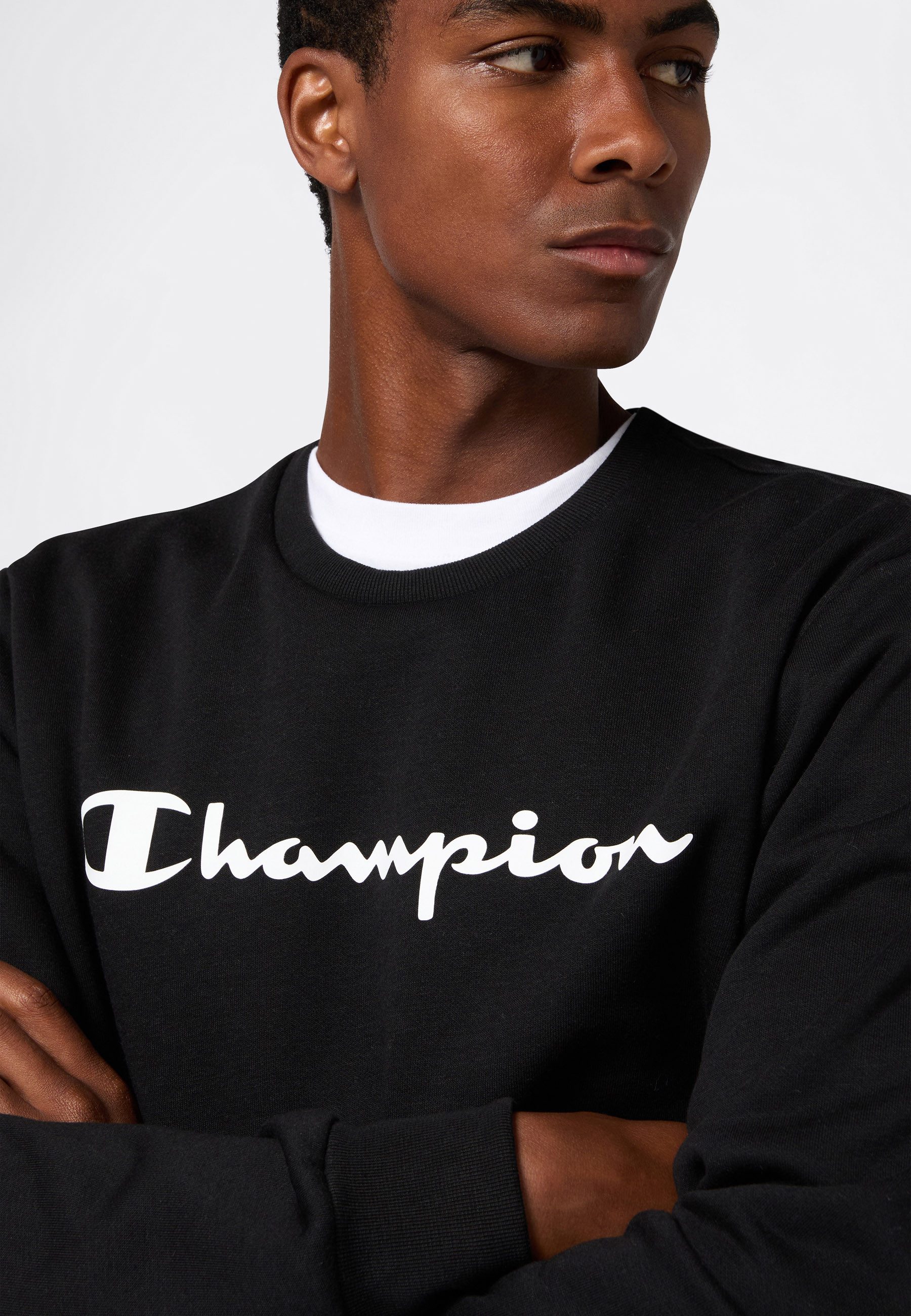 Champion Kapuzensweatshirt BASICS Fleece Crewneck Sweatshirt Large Logo