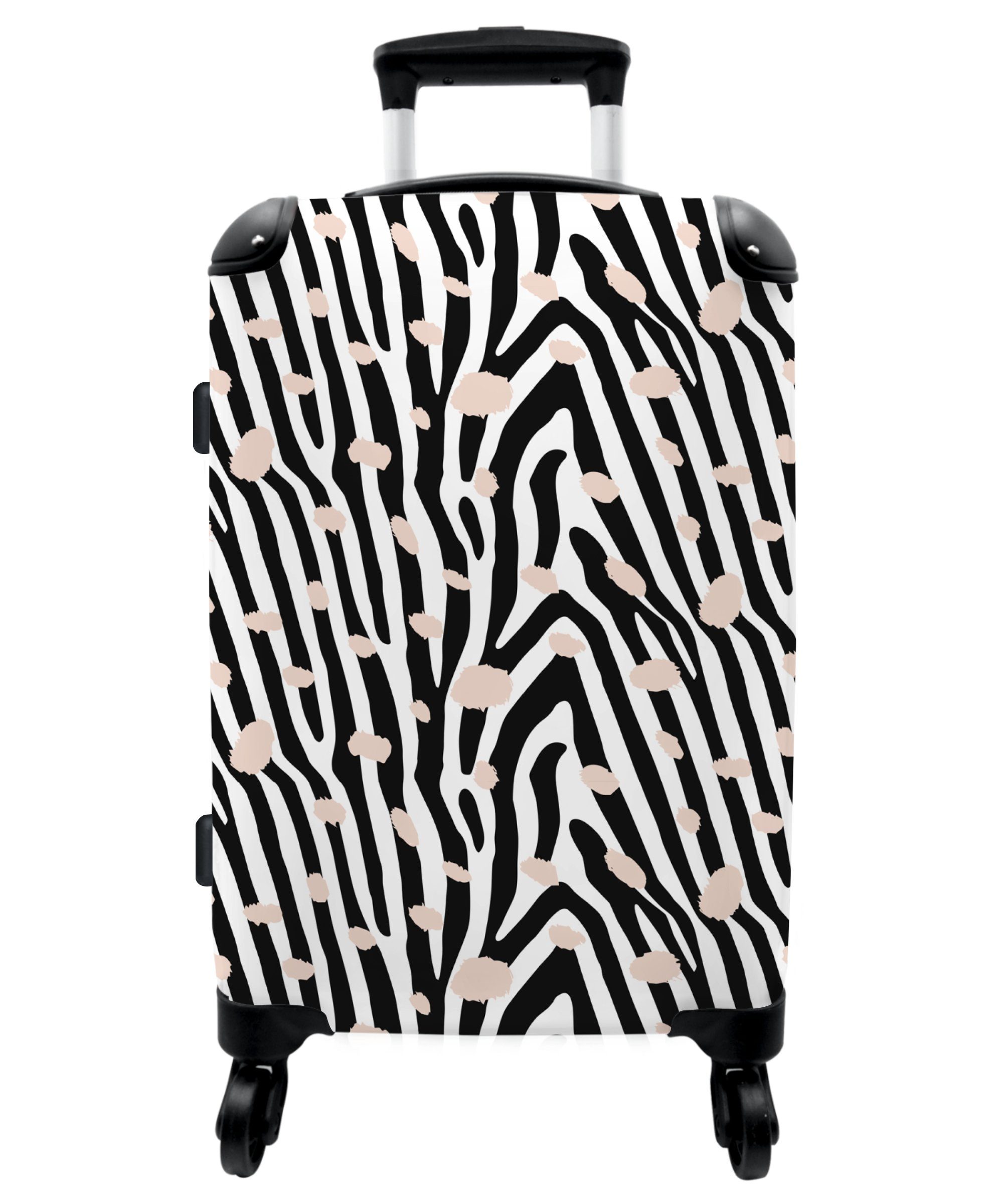 NoBoringSuitcases.com© Koffer 67x43x25cm Muster - Schwarz - Weiß - Minimalismus, 4 Rollen, Aufgabegepäck Trolley Rollkoffer Große Reisekoffer mit 4 Rollen -