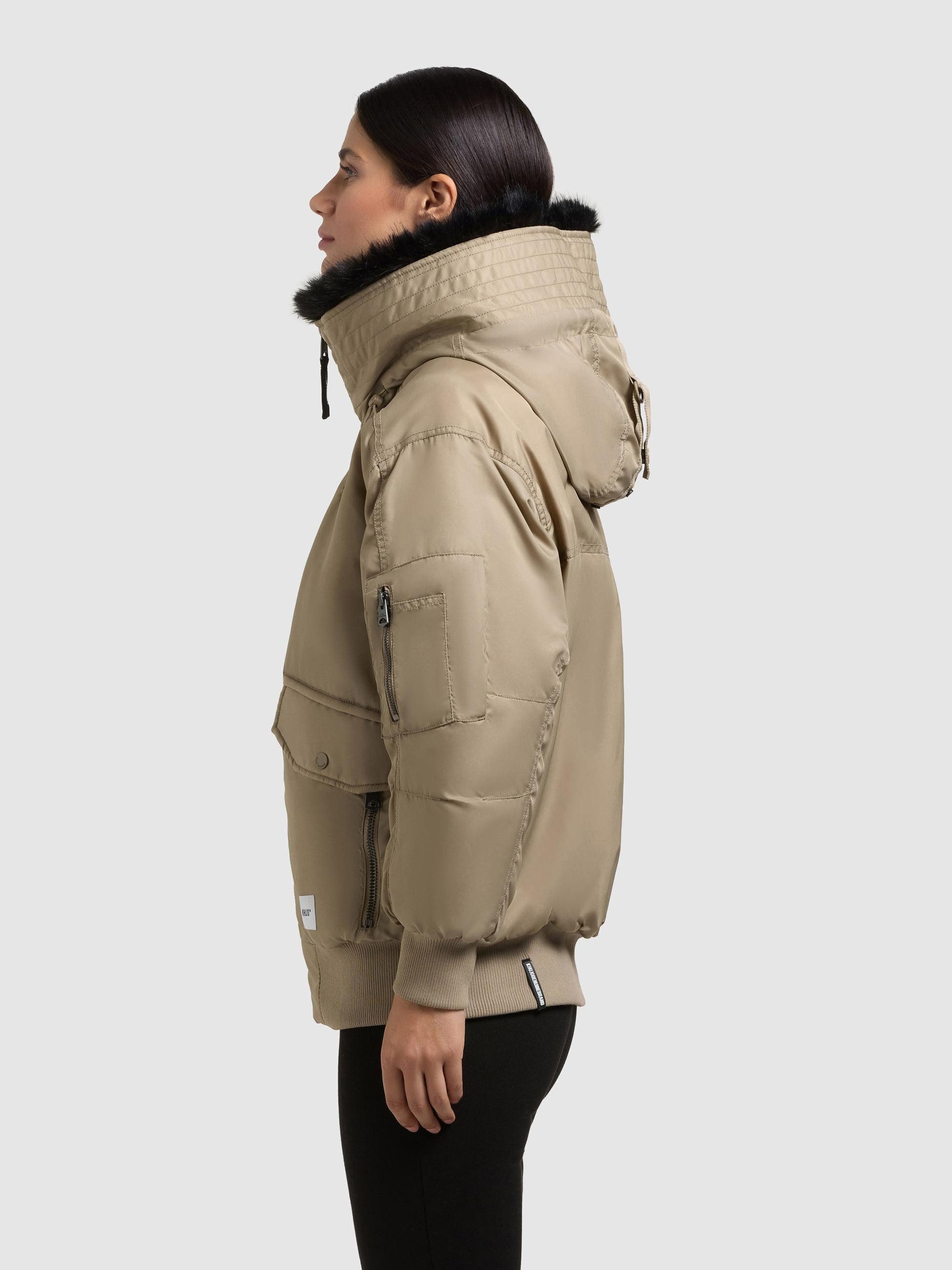 khujo Bomberjacke Cela Oversize Winterjacke mit abnehmbarem Kunstpelz-Besatz