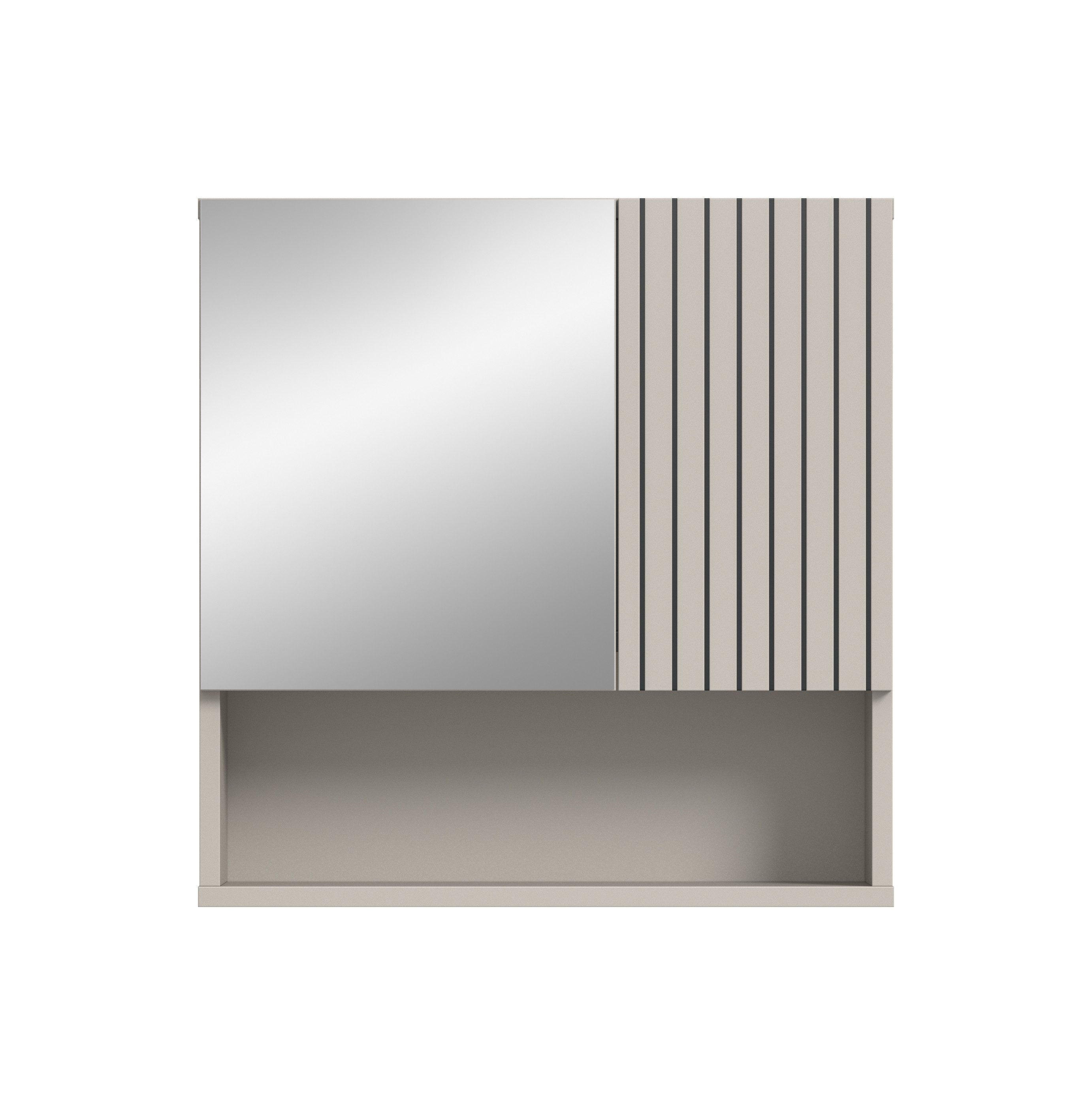 furnling Badezimmerspiegelschrank Molu (1-St) 1 Spiegeltür, 1 Tür, 1 offenes Fach, Paneeloptik, Breite 54 cm
