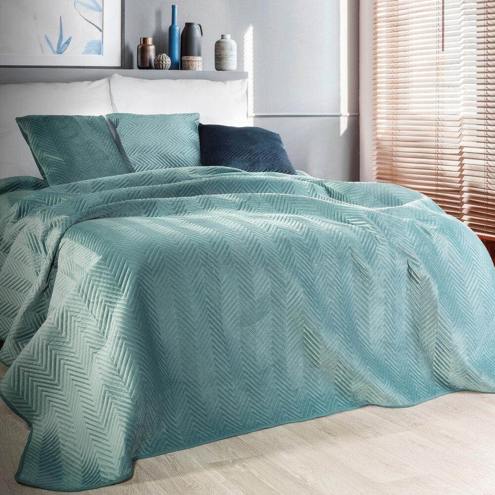 Eurofirany Bettüberwurf SOFIA zweiseitige Steppdecke hochwertige Allzweckdecke L XL XXL, Elegante Tagesdecke Velvet Sesseldecke Sofadecke Überwurf Samt – Bild 3 von 3