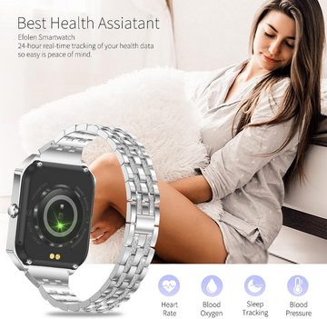 Efolen Smartwatch (1,59 Zoll, Android iOS), Damen mit Telefonfunktion 2023 Damenuhr mit Sprachassistent Fitnessuhr